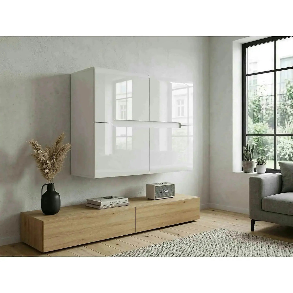 Comoda AZTECA TRIO, alb, PAL, cu usi, 105x41x84 cm