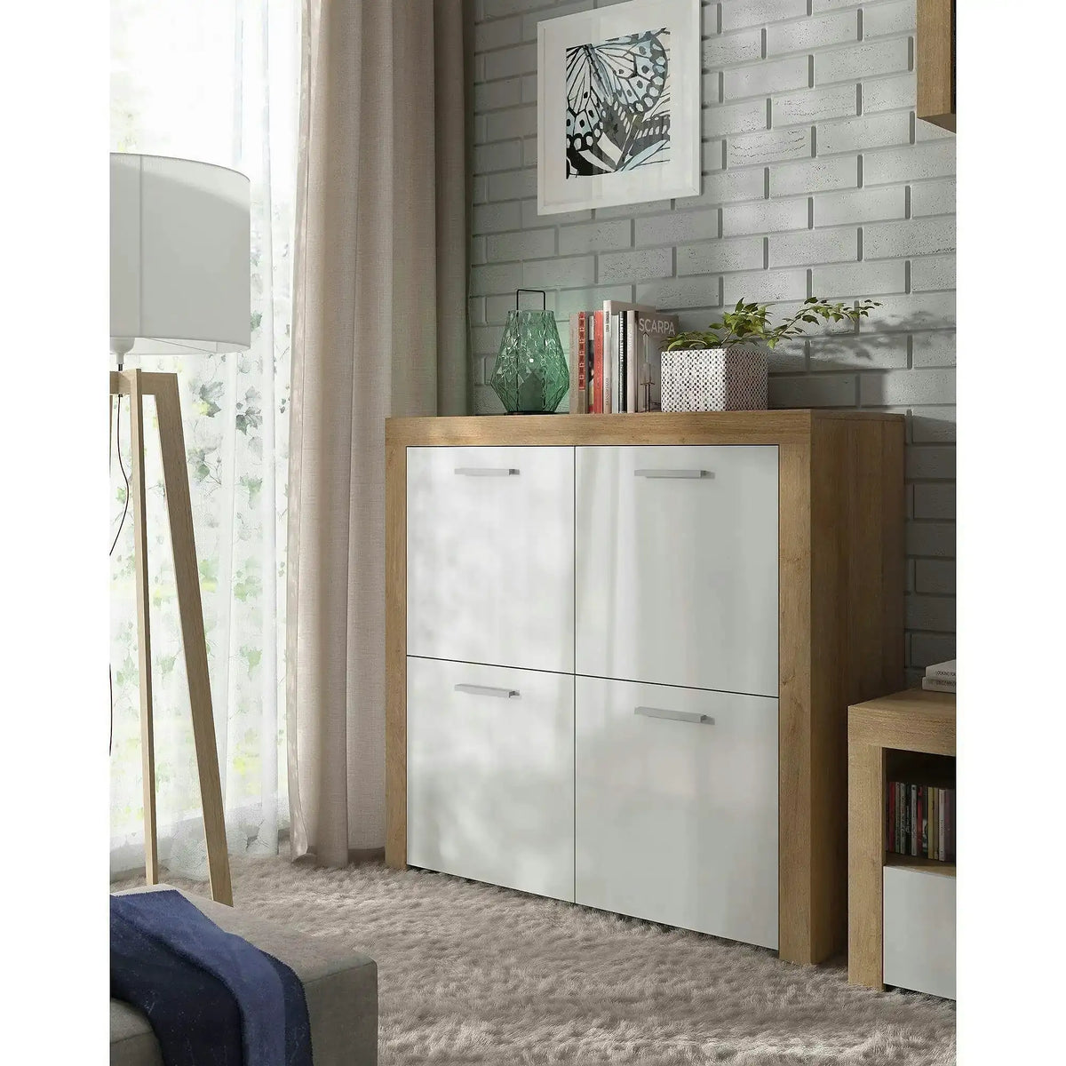 Comoda BALDER KOM4D, alb/stejar, PAL, 104x39x99 cm
