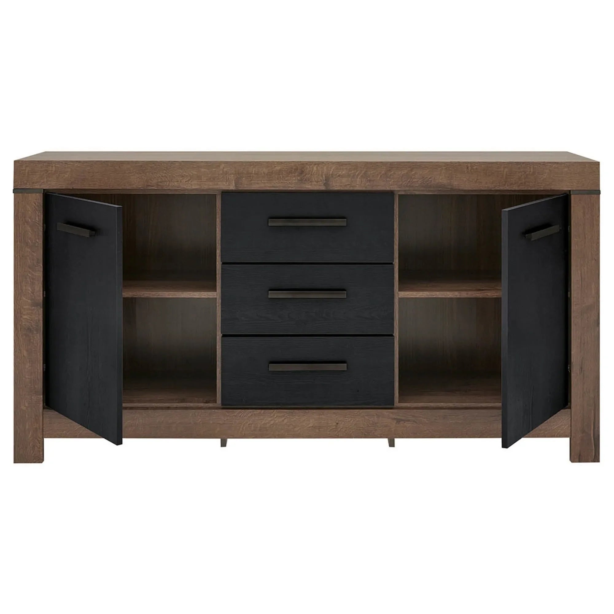 Comoda BALIN, negru/stejar, PAL, 160x45x85 cm