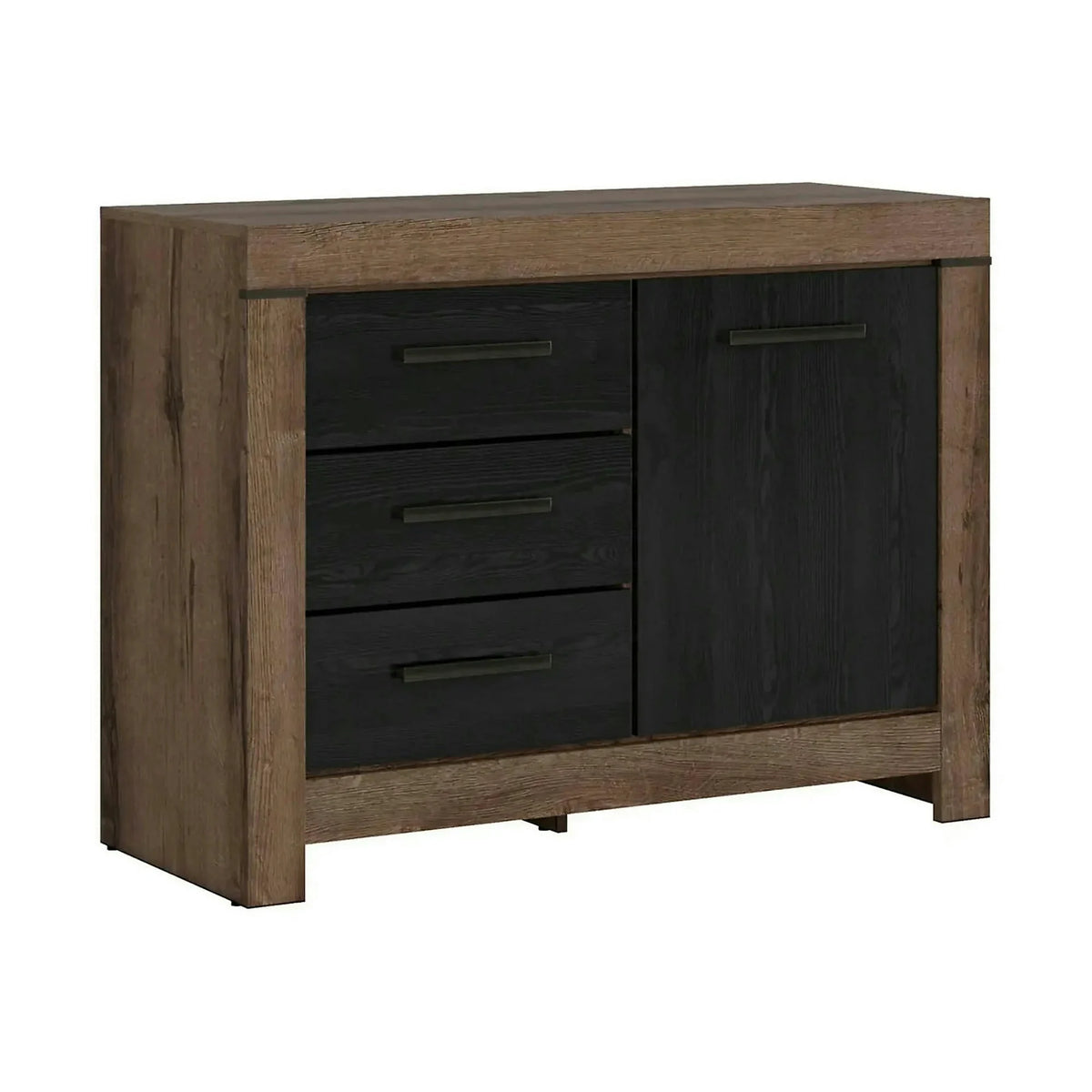 Comoda BALIN, stejar/negru, PAL, 112x45x85 cm