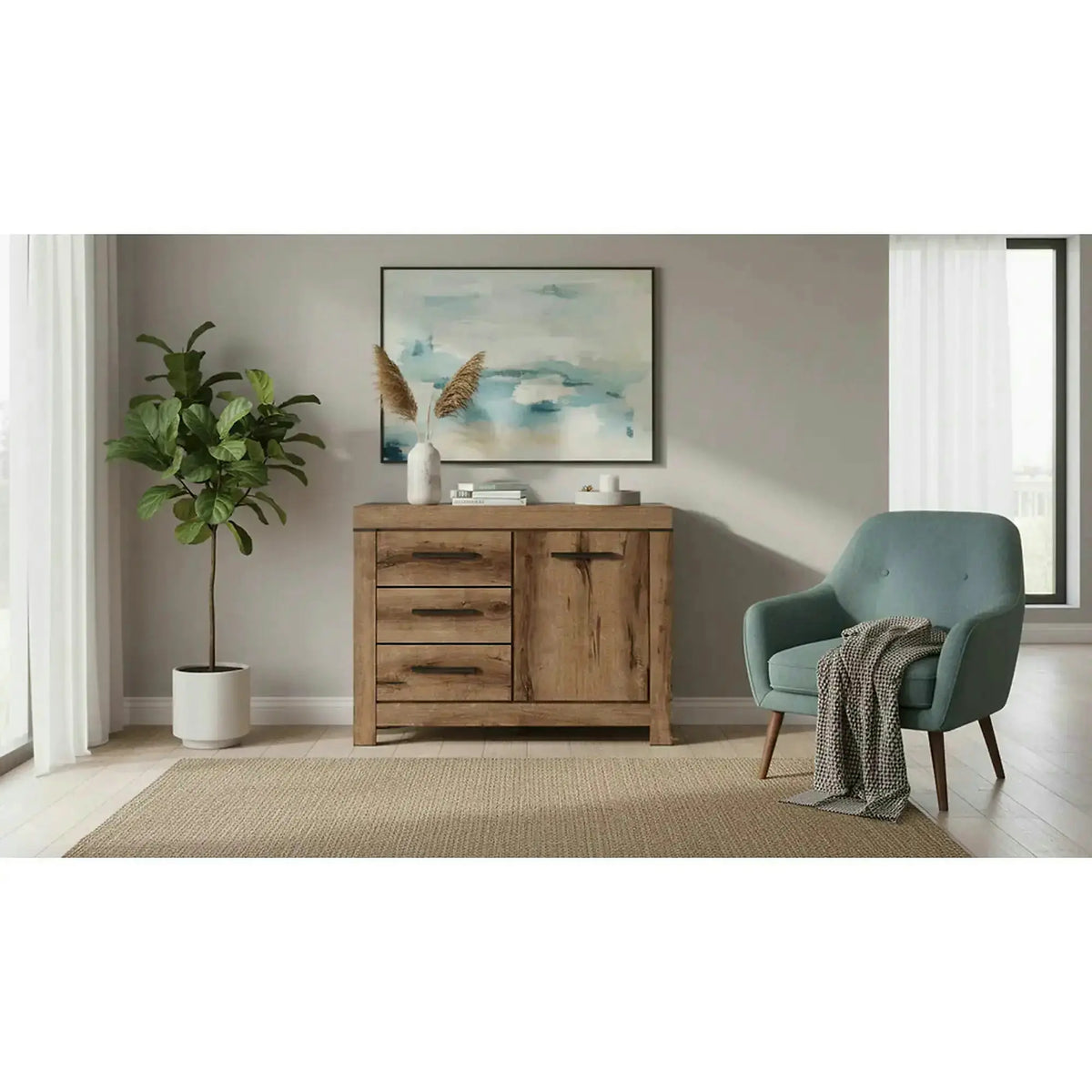 Comoda BALIN, stejar, PAL, 112x45x85 cm