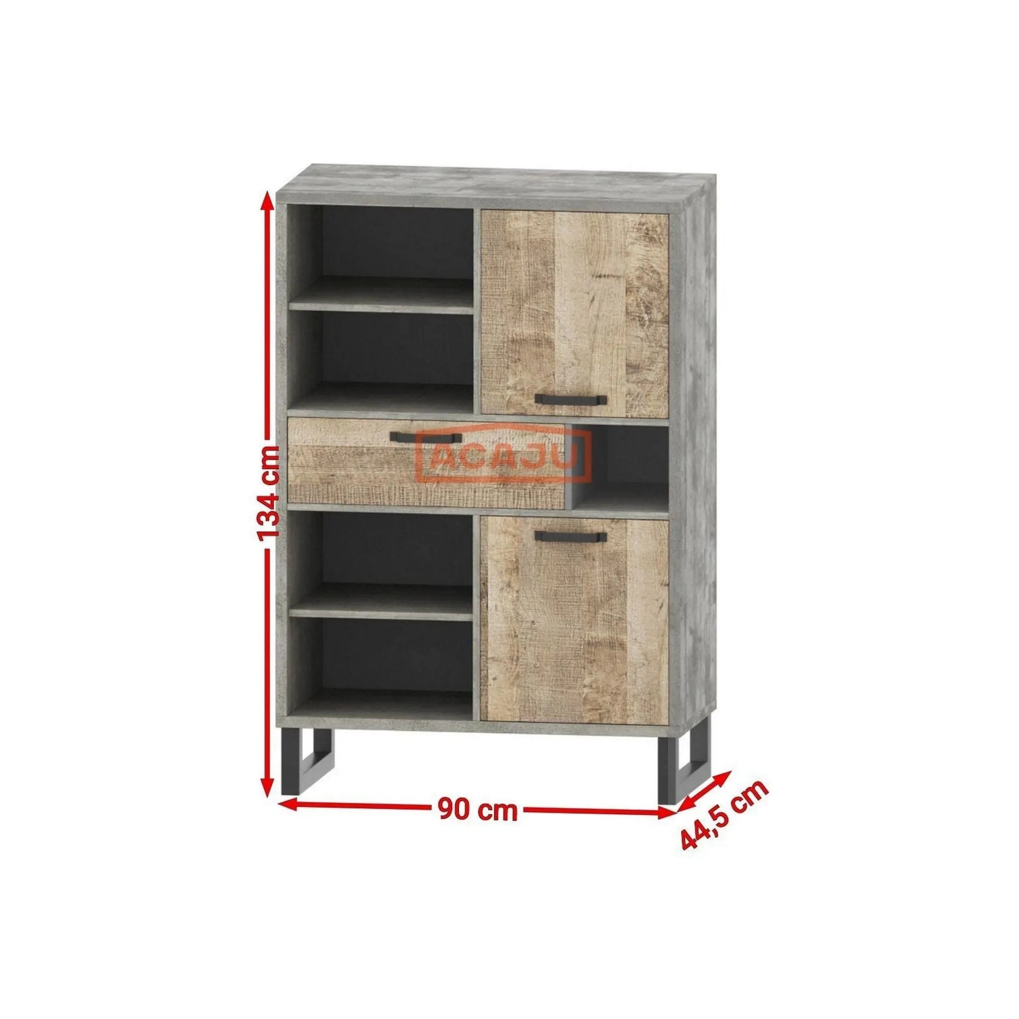 Comoda Bari, stejar nisip/gri, PAL, 90x45x134 cm