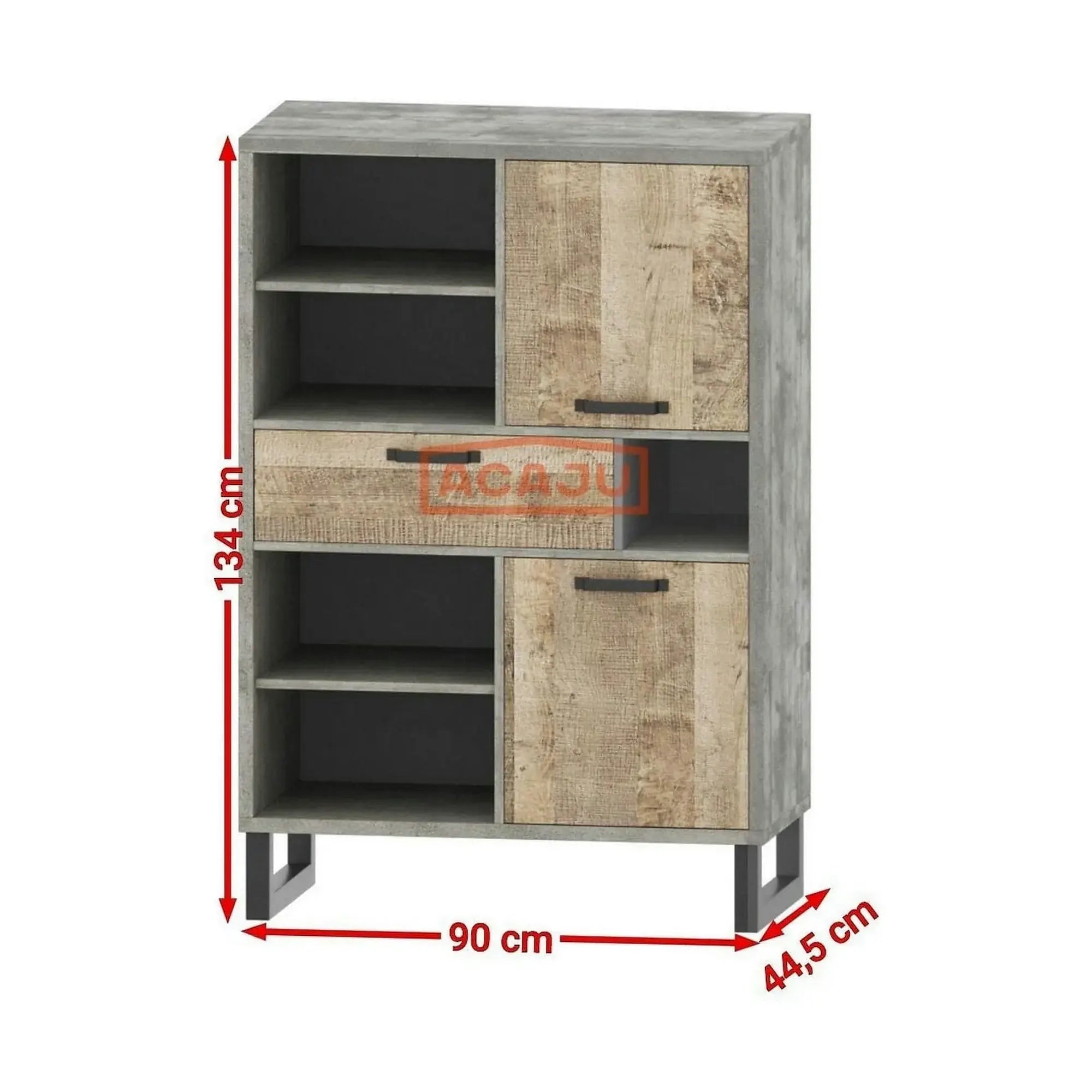 Comoda Bari, stejar nisip/gri, PAL, 90x45x134 cm