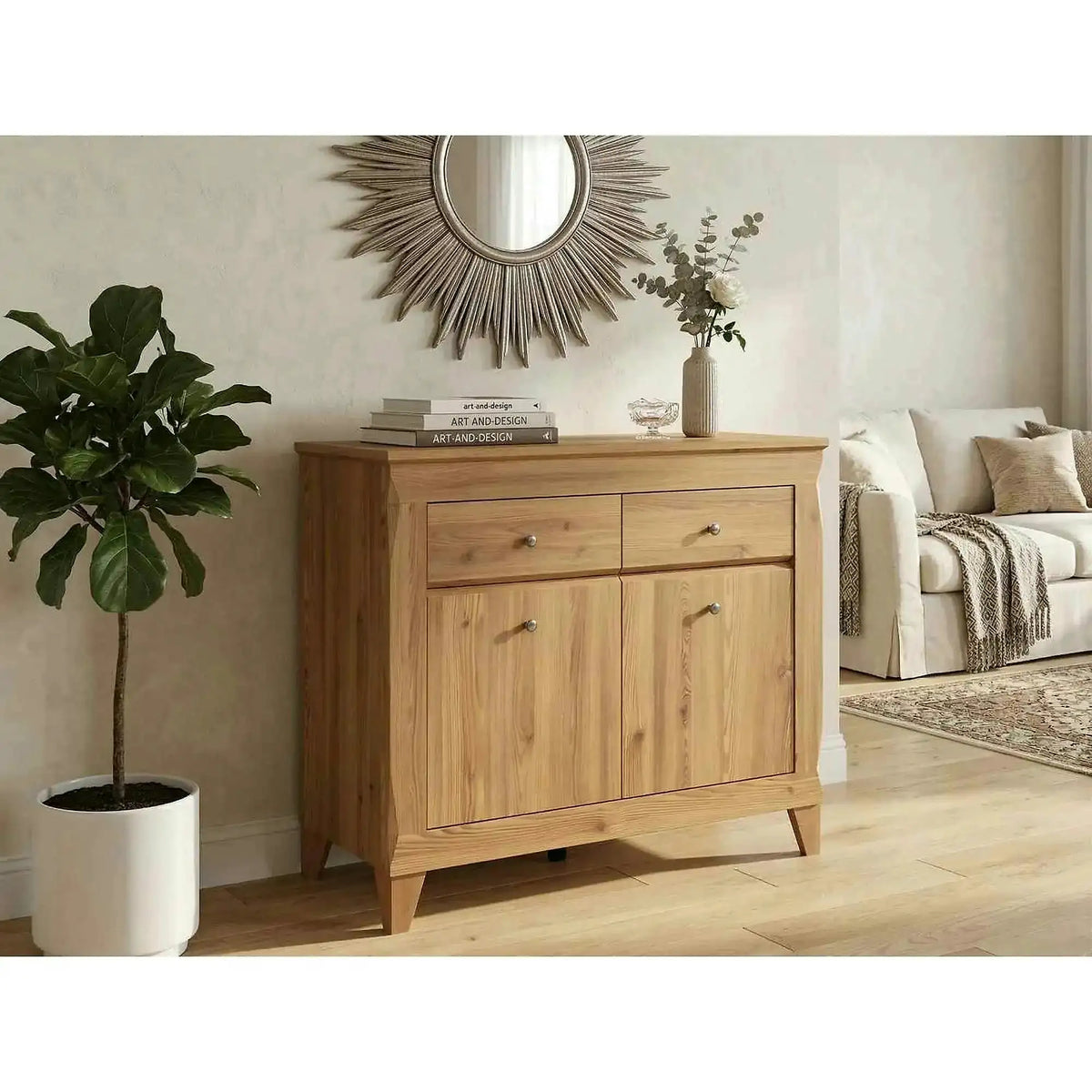 Comoda BERGEN KOM2D2S, stejar auriu, PAL, 110x47x98 cm