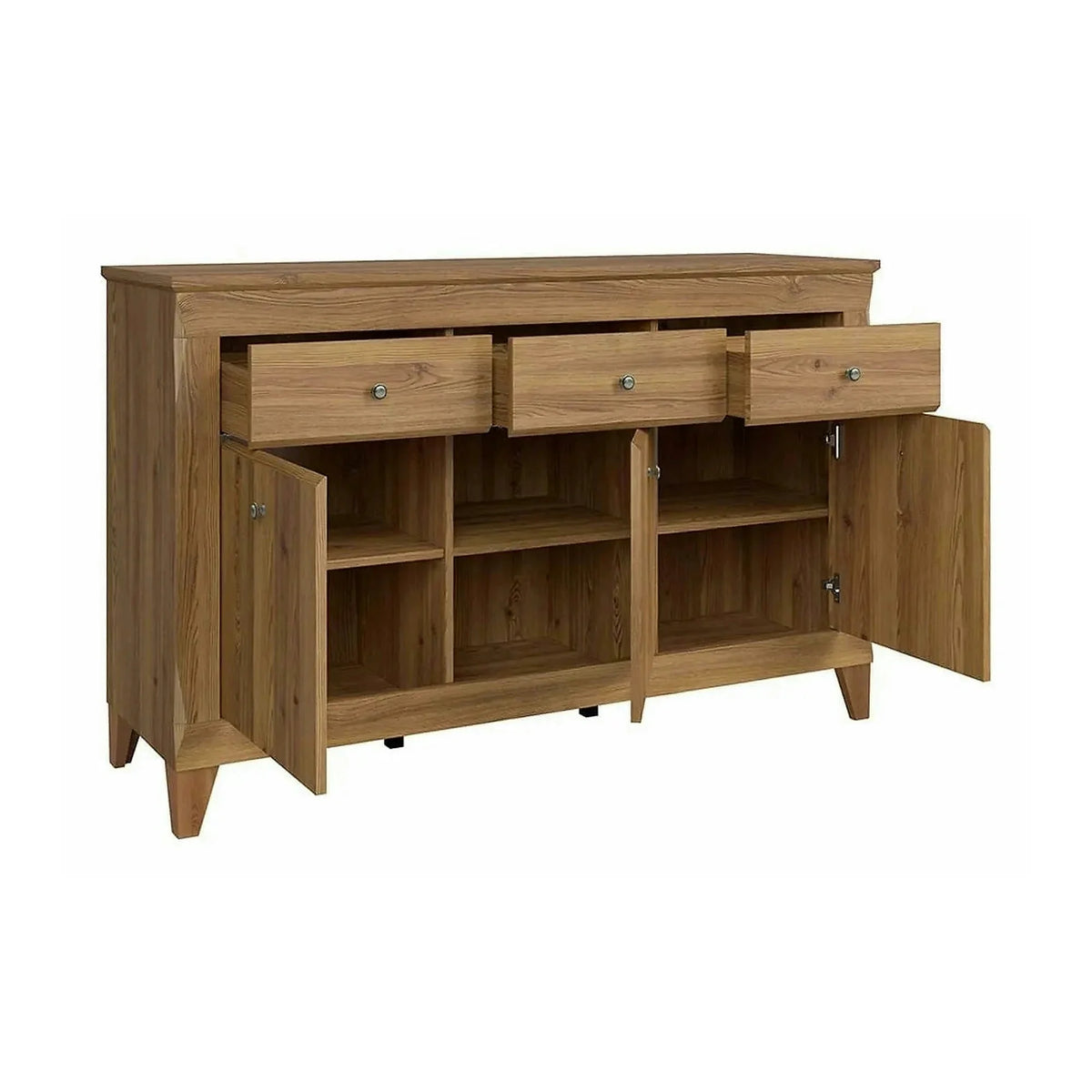 Comoda BERGEN KOM3D3S, stejar auriu, PAL, 156x47x98 cm