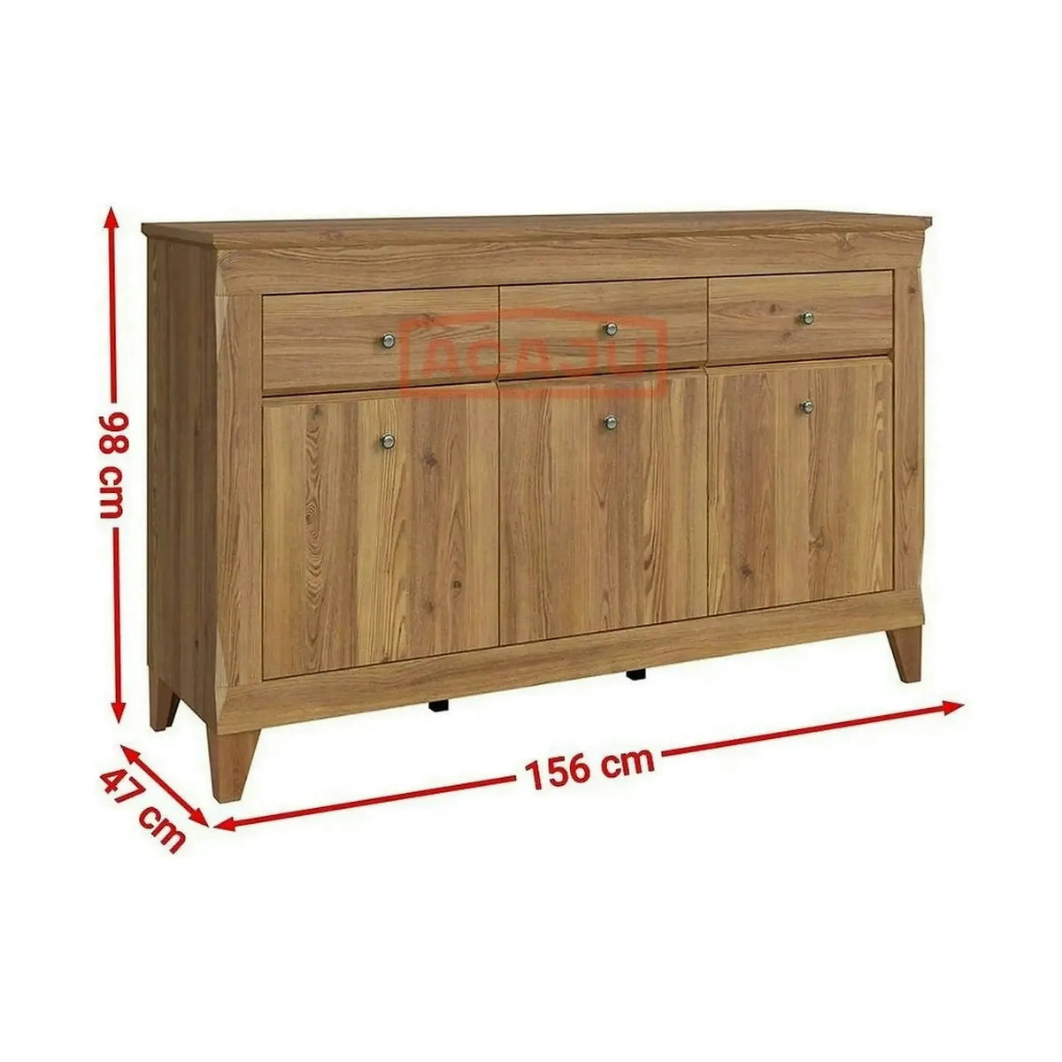Comoda BERGEN KOM3D3S, stejar auriu, PAL, 156x47x98 cm
