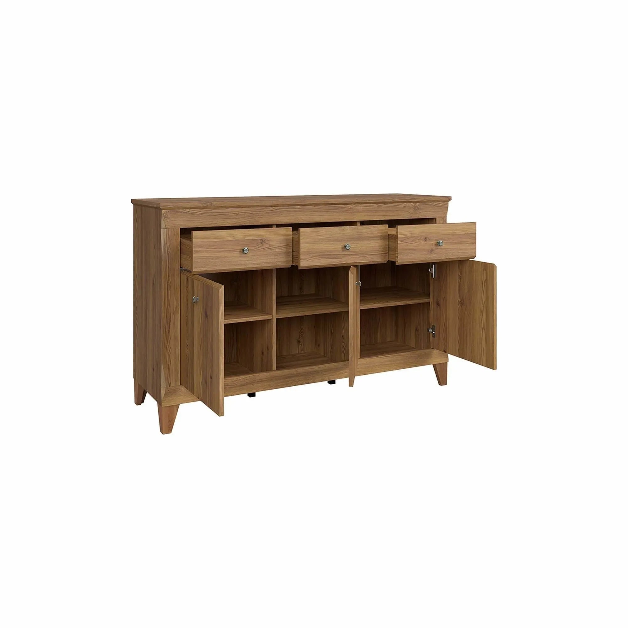 Comoda BERGEN KOM3D3S, stejar auriu, PAL, 156x47x98 cm