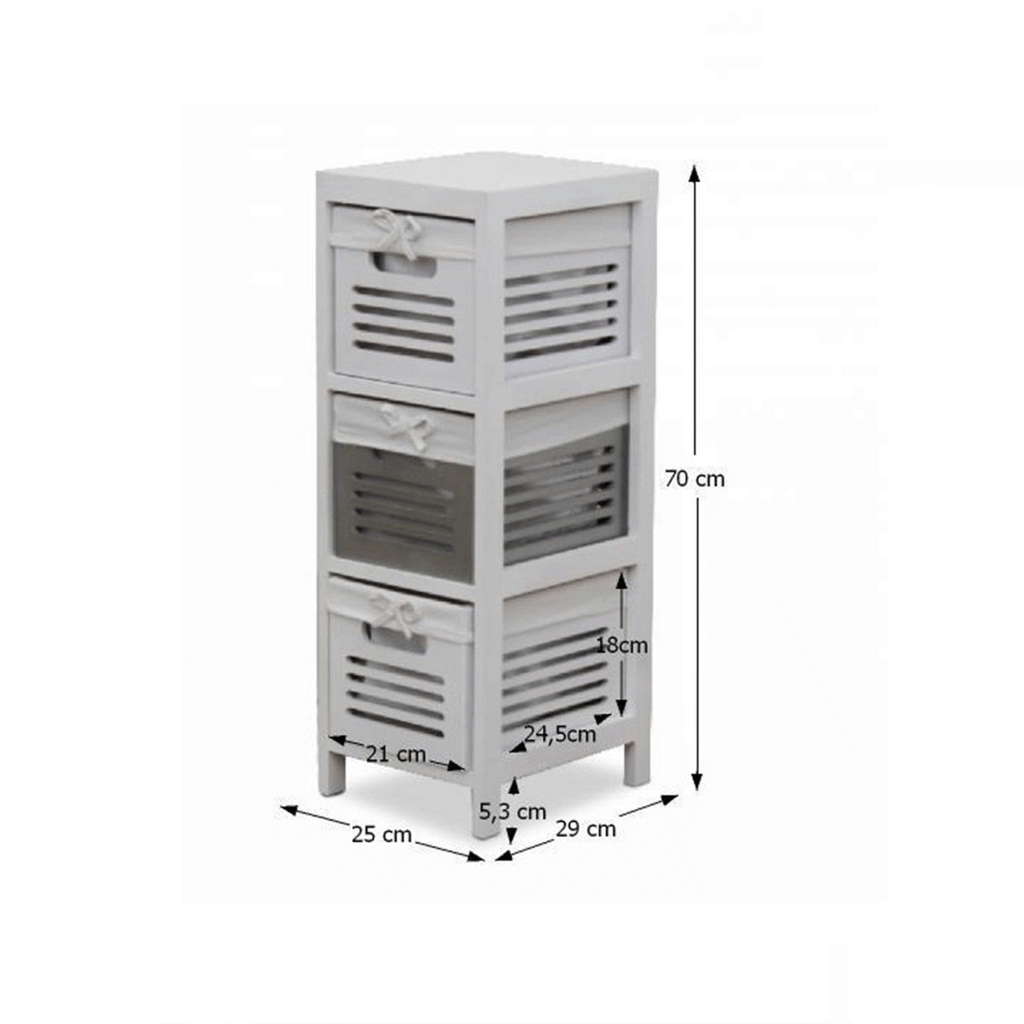 Comoda BIBI 3, alb/gri, lemn, 25x29x70 cm