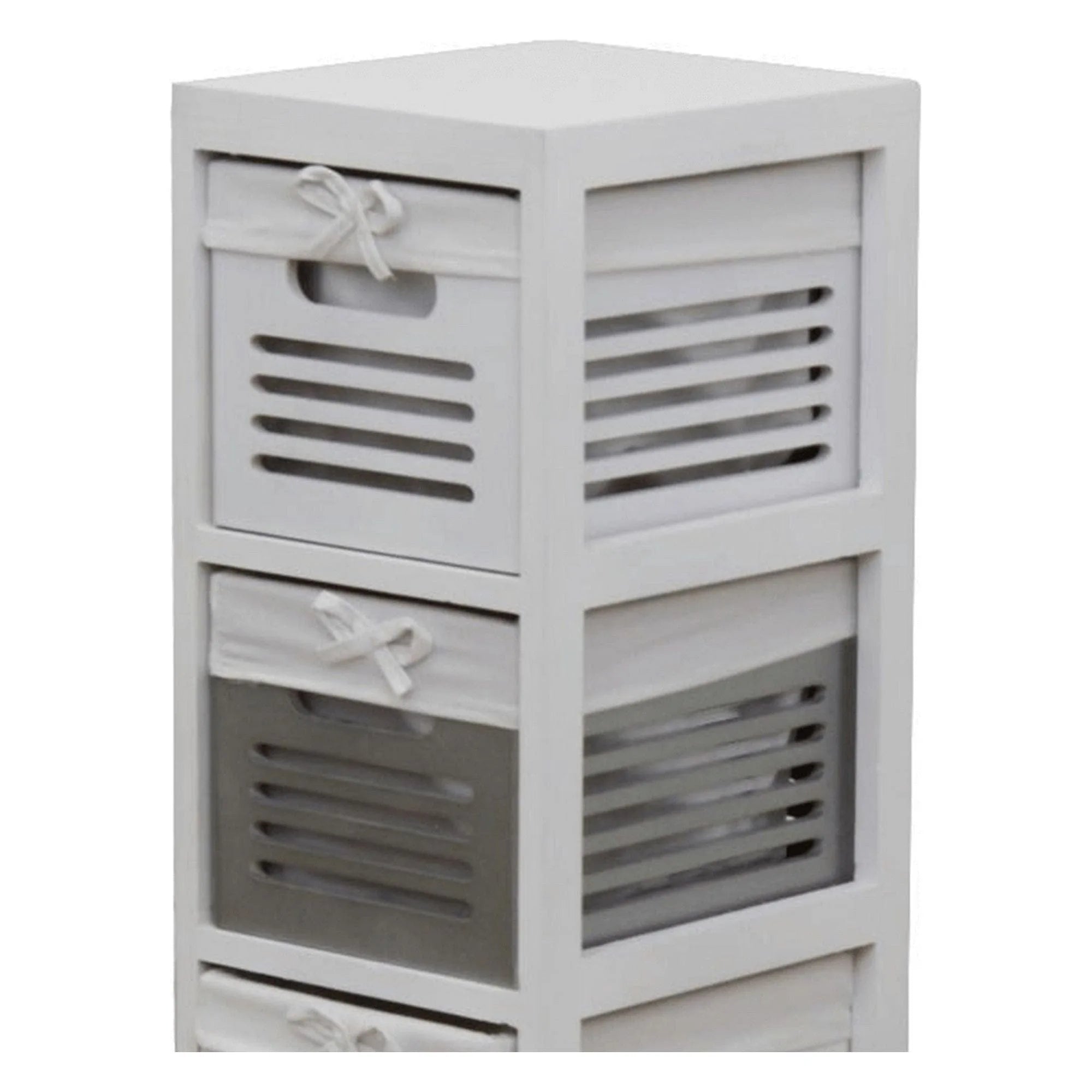 Comoda BIBI 4, alb/gri, lemn, 25x29x90 cm