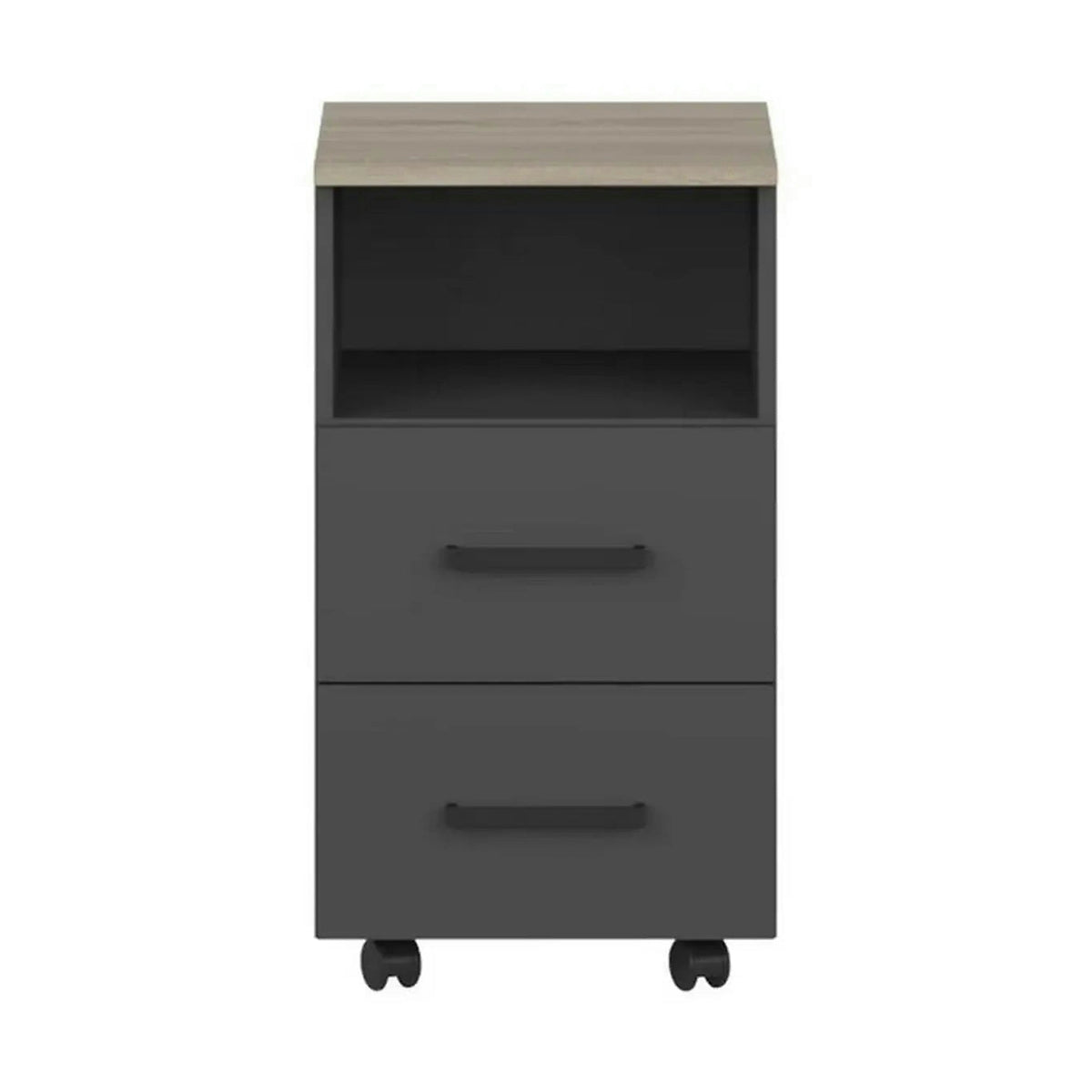 Comoda birou OFFICE NEW, gri antracit/stejar sonoma, PAL, 41x45x73 cm