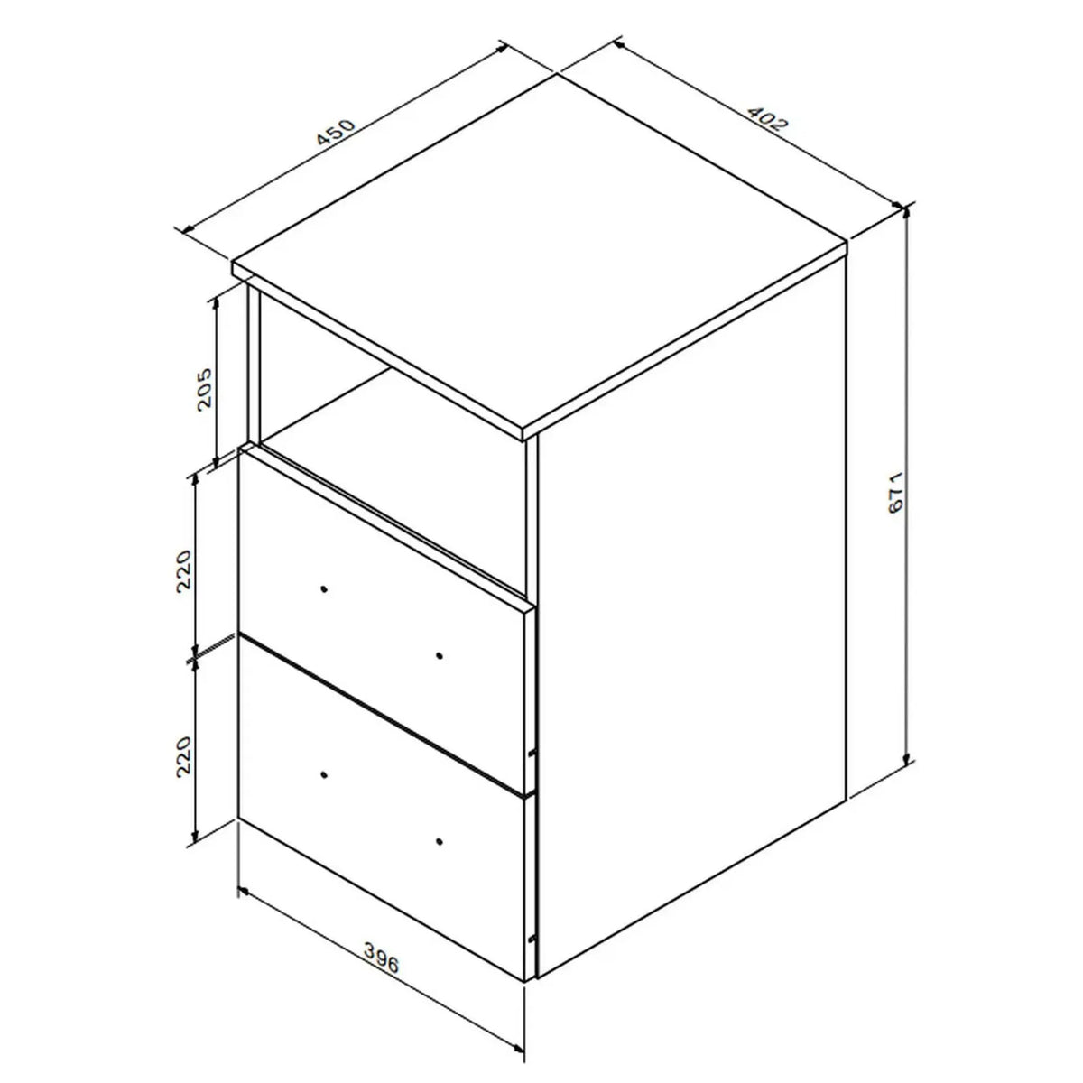 Comoda birou OFFICE NEW, gri antracit/stejar sonoma, PAL, 41x45x73 cm