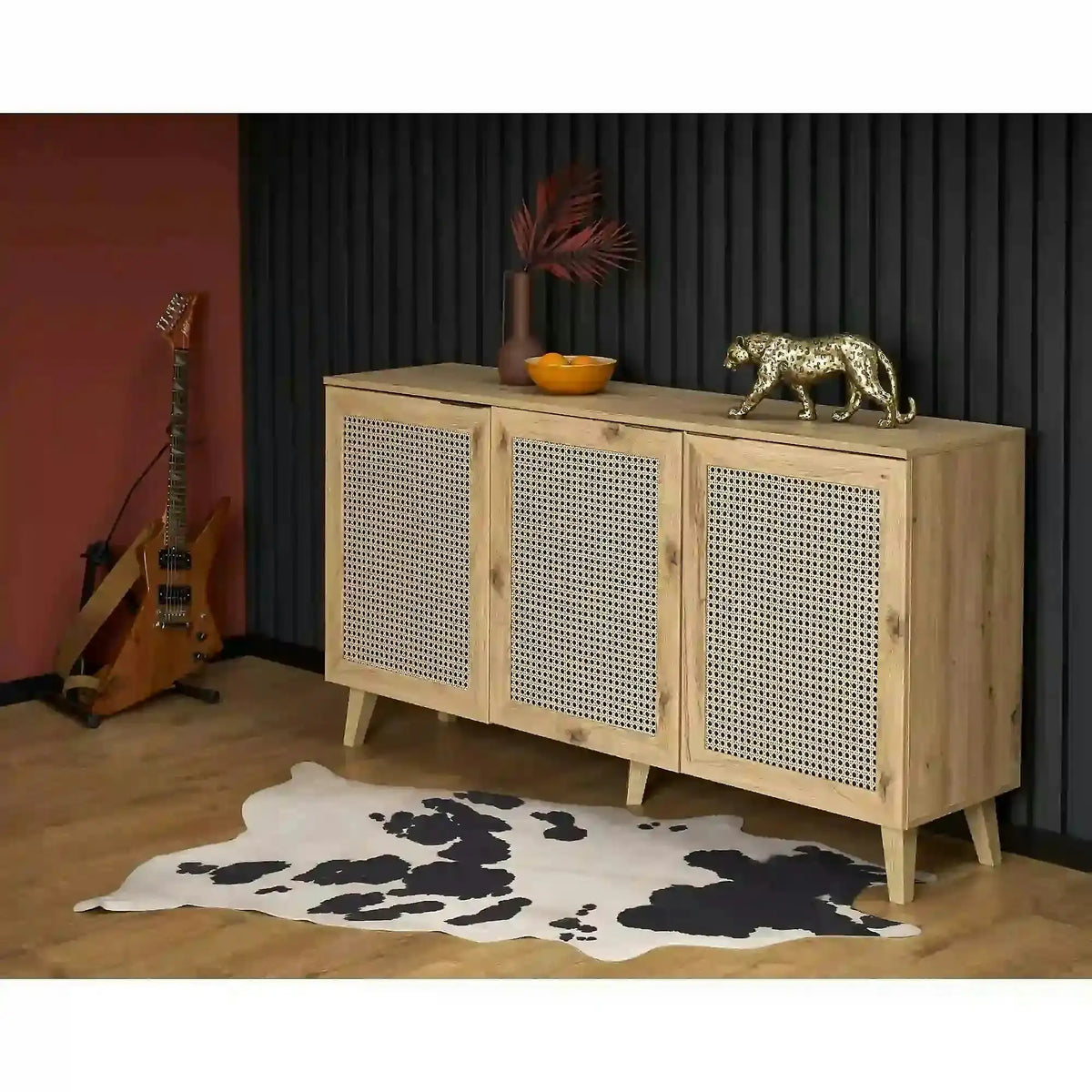 Comoda BORNEO, stejar artisan, PAL laminat, 160x40x85 cm