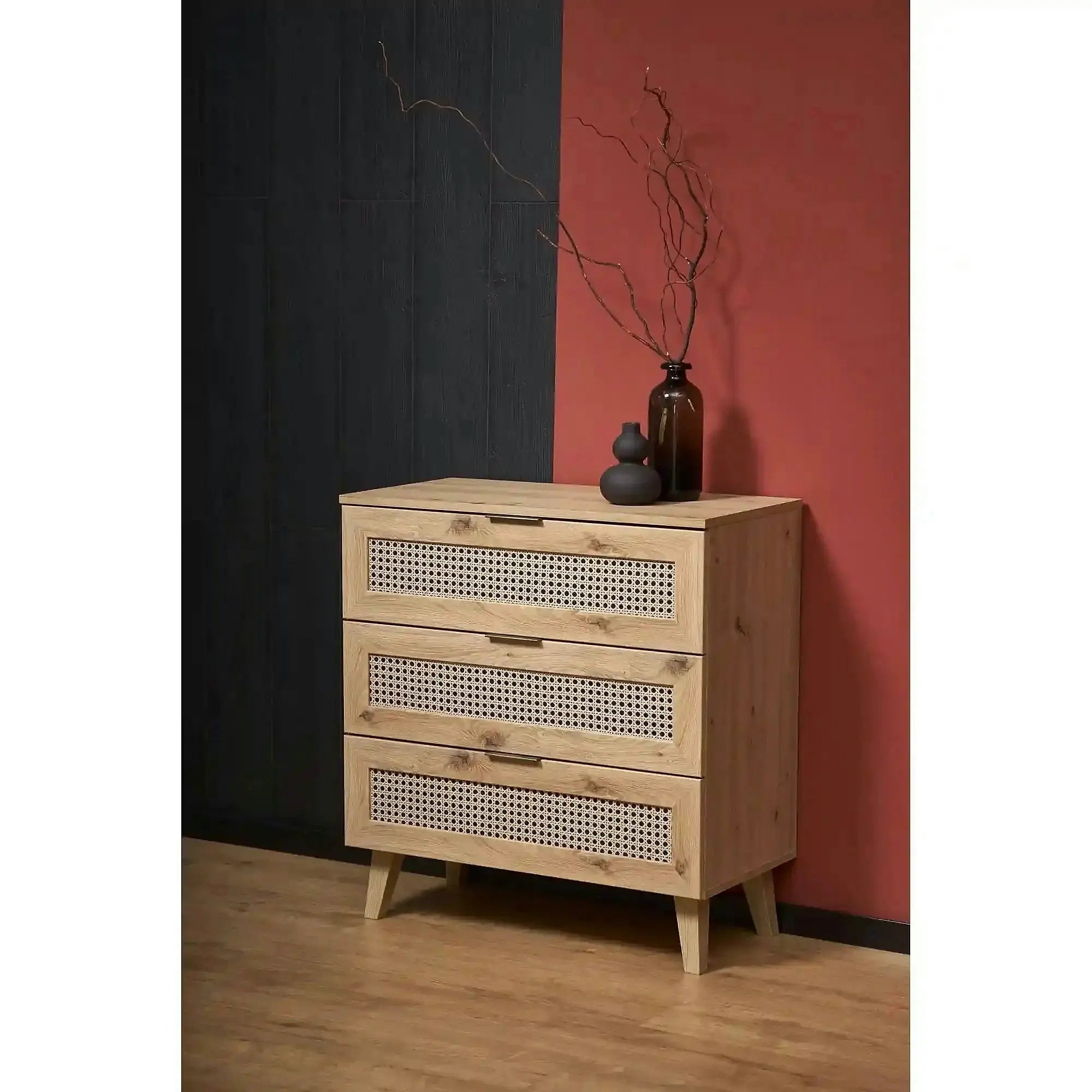 Comoda BORNEO, stejar artisan, PAL laminat, 80x40x85 cm