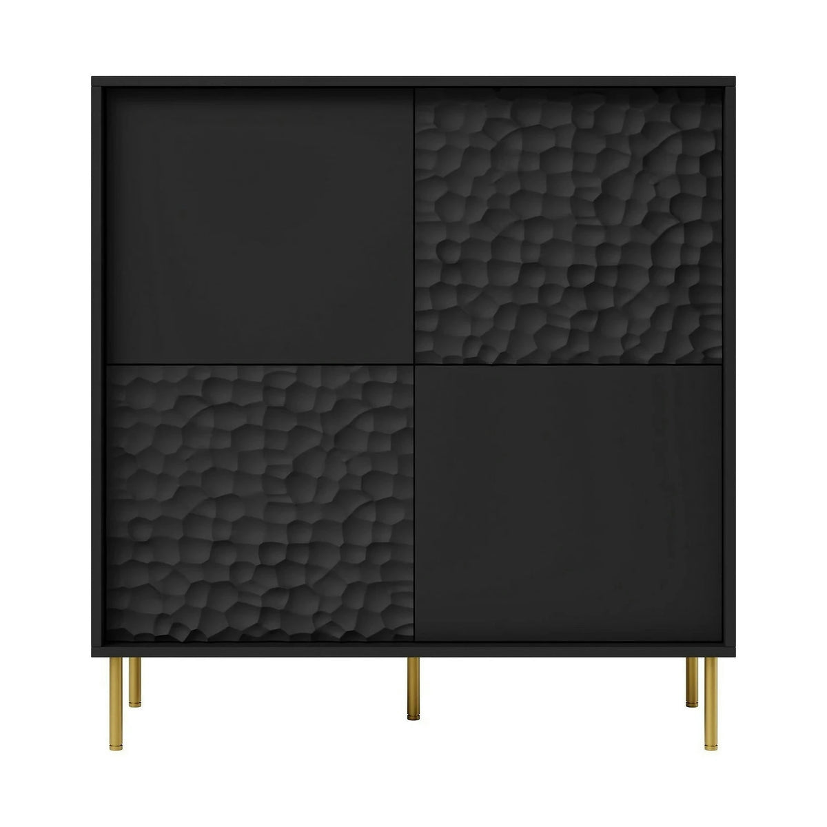 Comoda BULLET, negru/auriu, PAL laminat, 100x41x105 cm