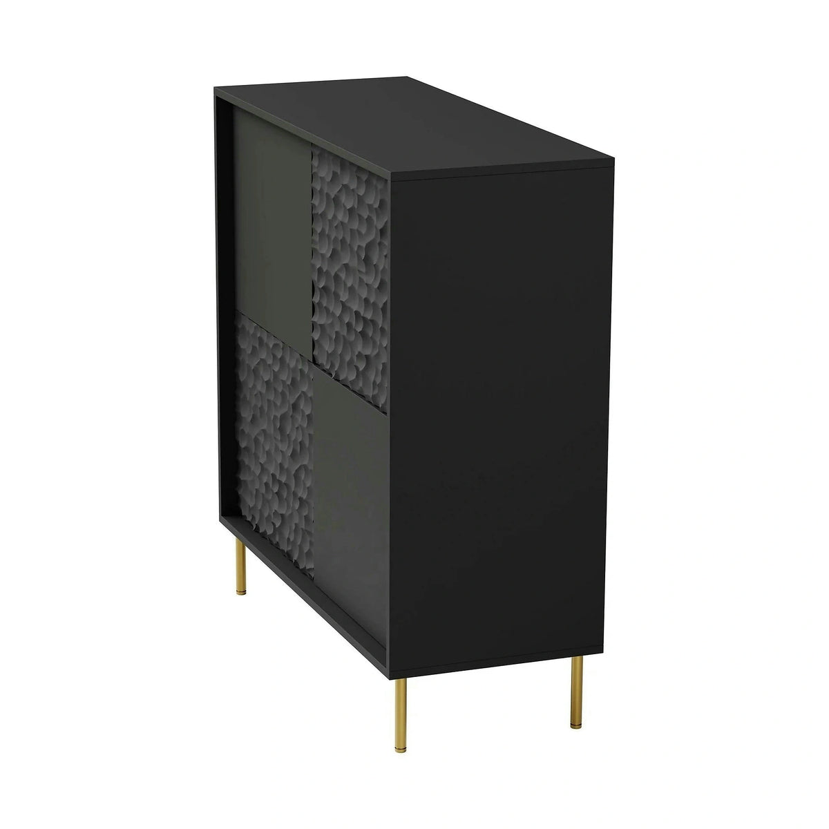 Comoda BULLET, negru/auriu, PAL laminat, 100x41x105 cm