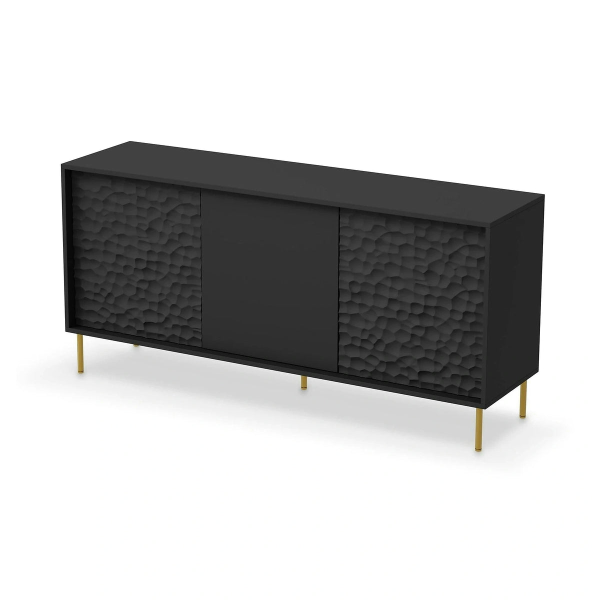 Comoda BULLET, negru/auriu, PAL laminat, 155x41x73 cm