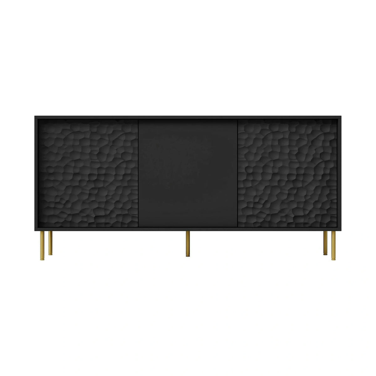 Comoda BULLET, negru/auriu, PAL laminat, 155x41x73 cm