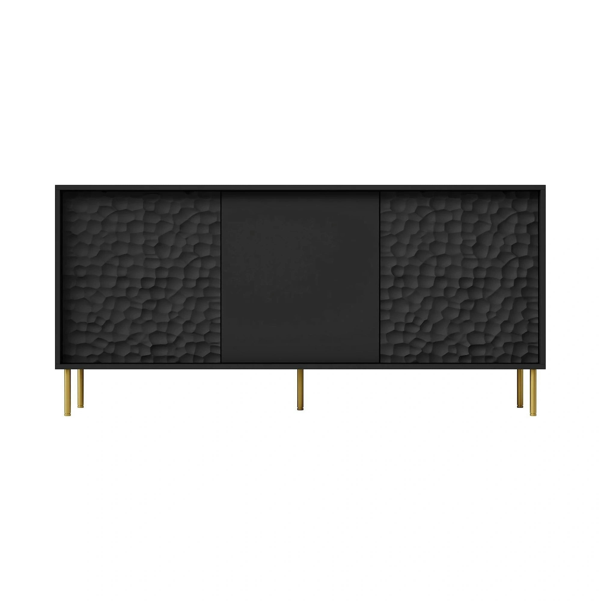 Comoda BULLET, negru/auriu, PAL laminat, 155x41x73 cm