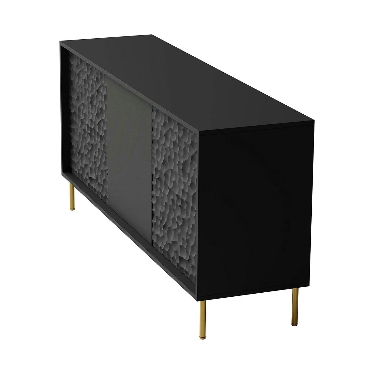 Comoda BULLET, negru/auriu, PAL laminat, 155x41x73 cm