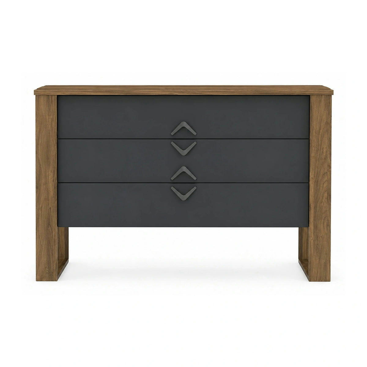 Comoda Bumerang Aynalı, gri antarcit/alun, PAL melaminat, 110x45x76 cm