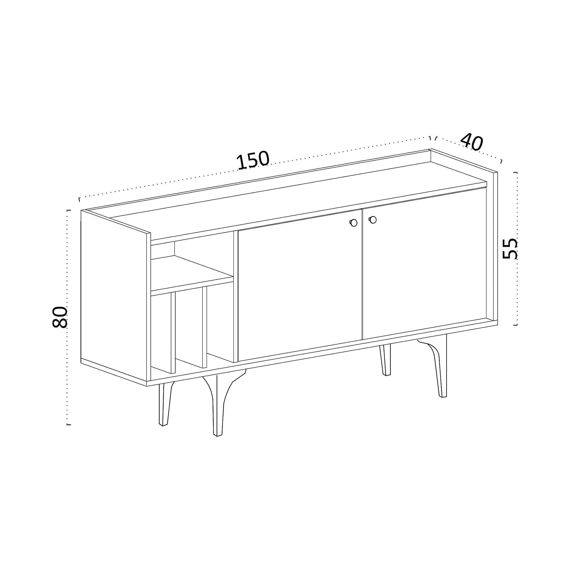 Comoda CANOPUS, stejar safir, PAL melaminat, 150x40x80 cm