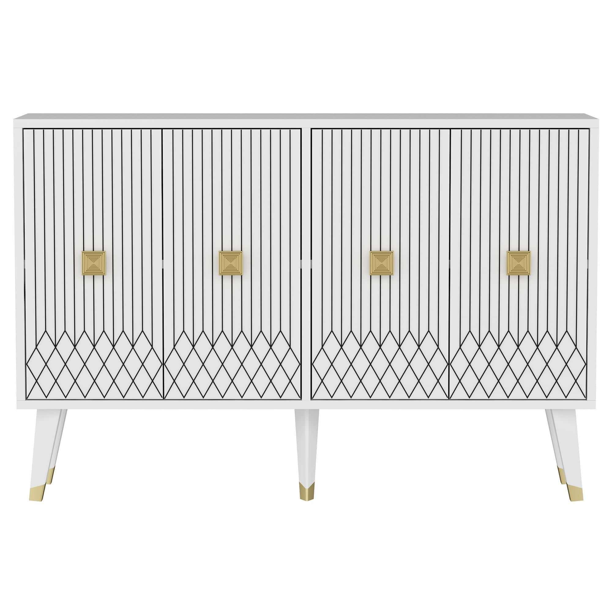 Comoda CARBIN, alb/auriu, PAL melaminat, 120x30x80 cm