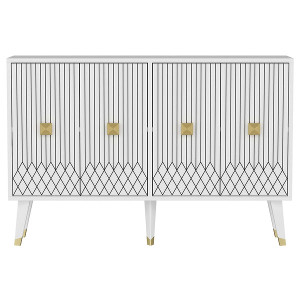 Comoda CARBIN, alb/auriu, PAL melaminat, 120x30x80 cm