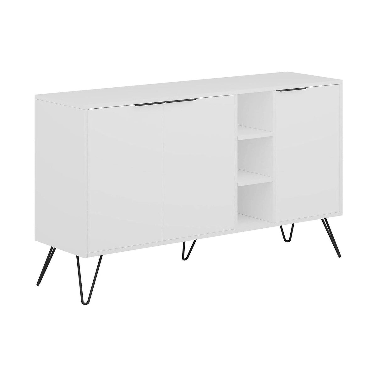 Comoda CLARA, alb/negru, PAL melaminat, 142x36x83 cm