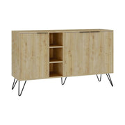 Comoda Clara-Oak, stejar/negru, PAL melaminat/metal, 142x36x83 cm