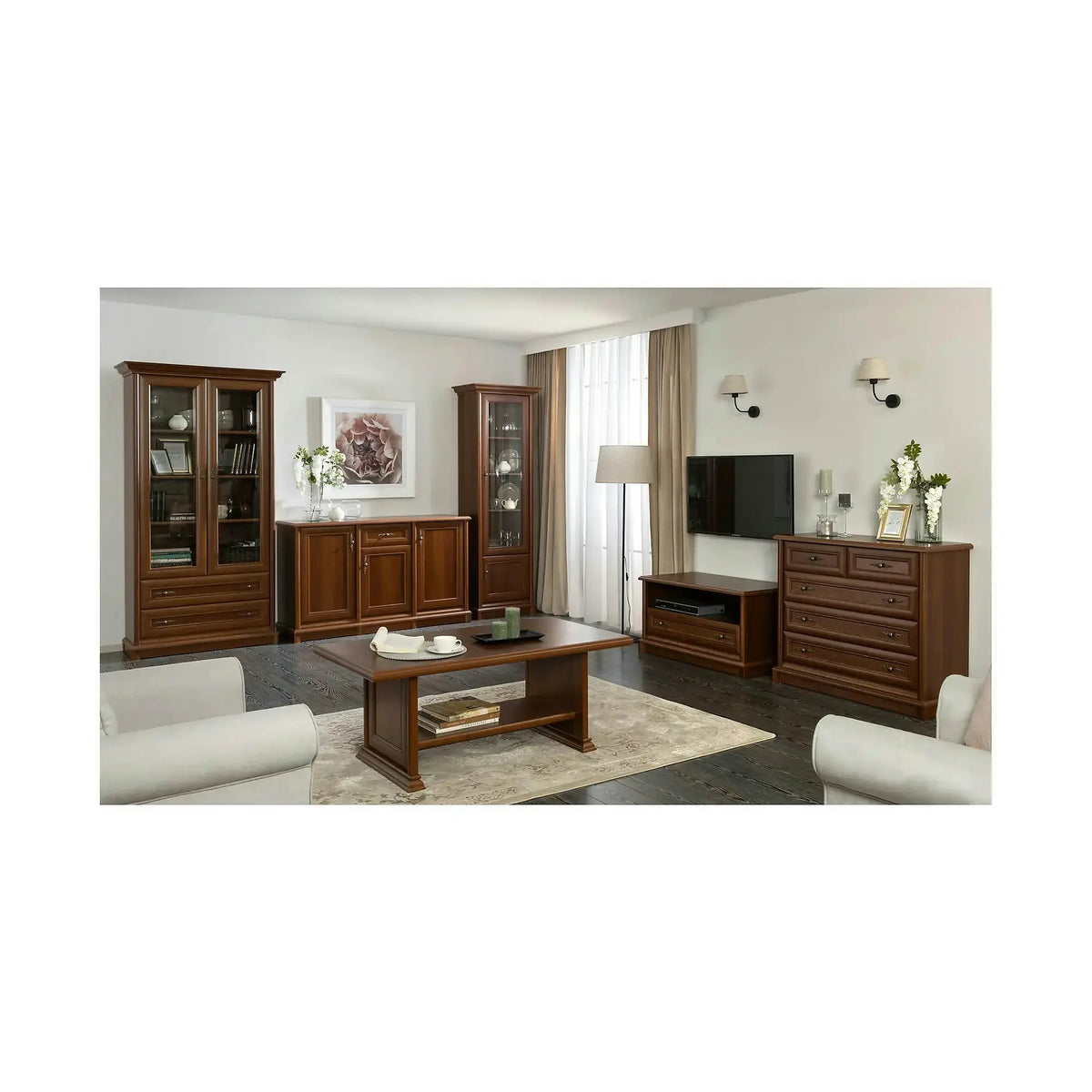 Comoda clasica KENT EKOM3D1S, castan, PAL, 154x45x91 cm