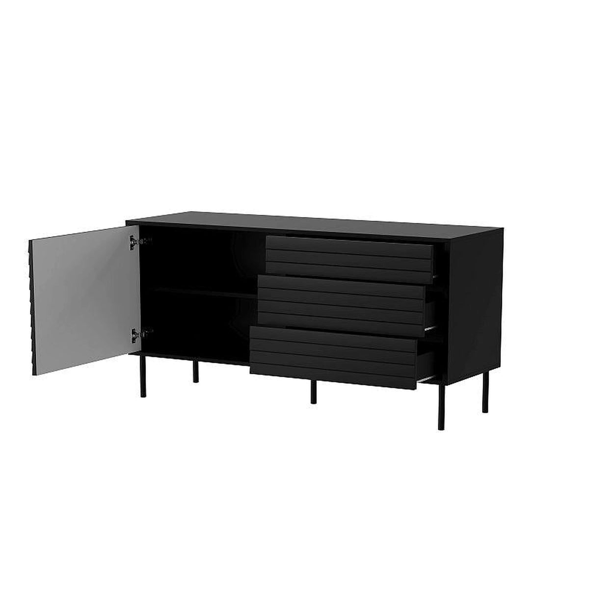 Comoda CORTINA, negru, PAL laminat, 102x40x81 cm