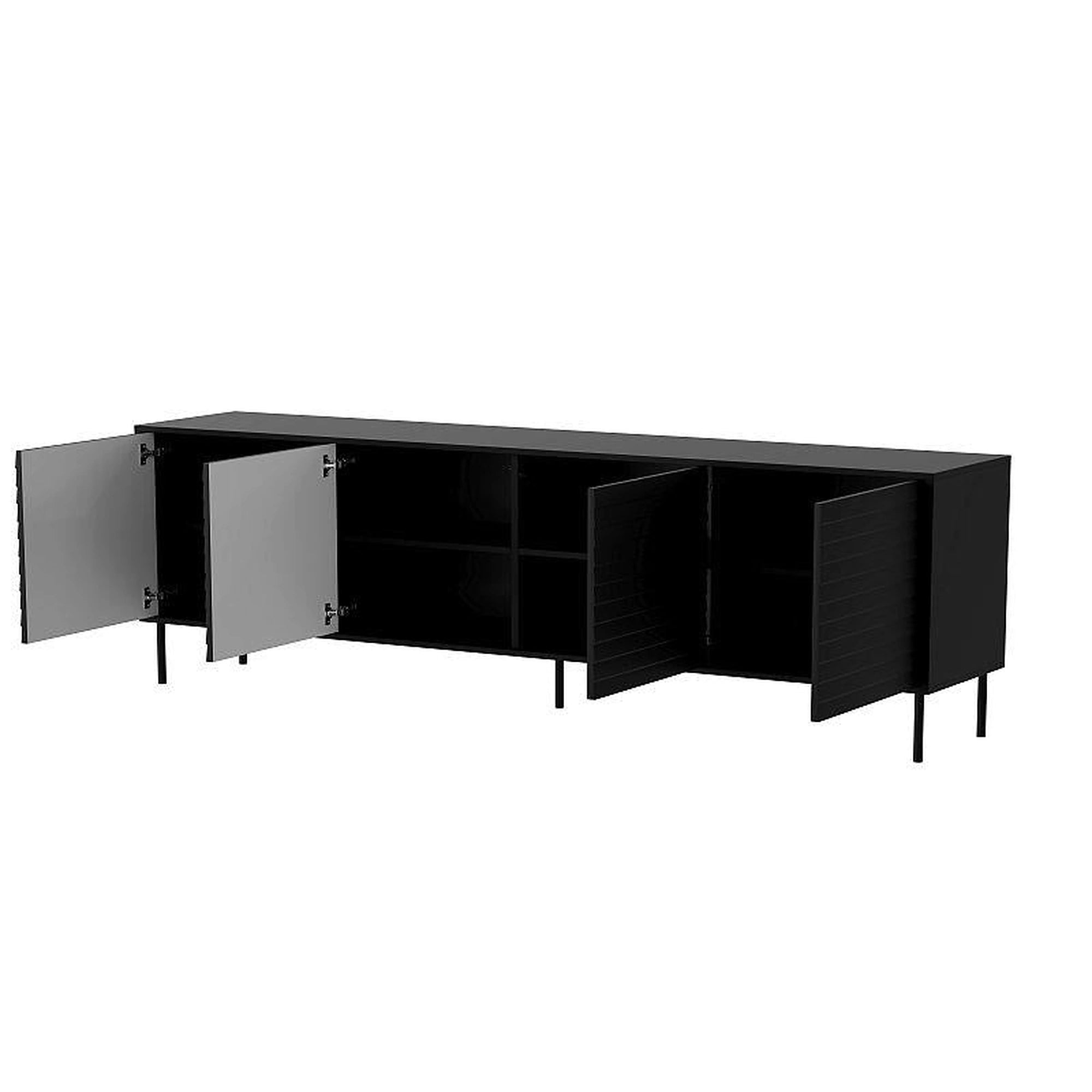 Comoda CORTINA, negru, PAL laminat, 200x40x81 cm