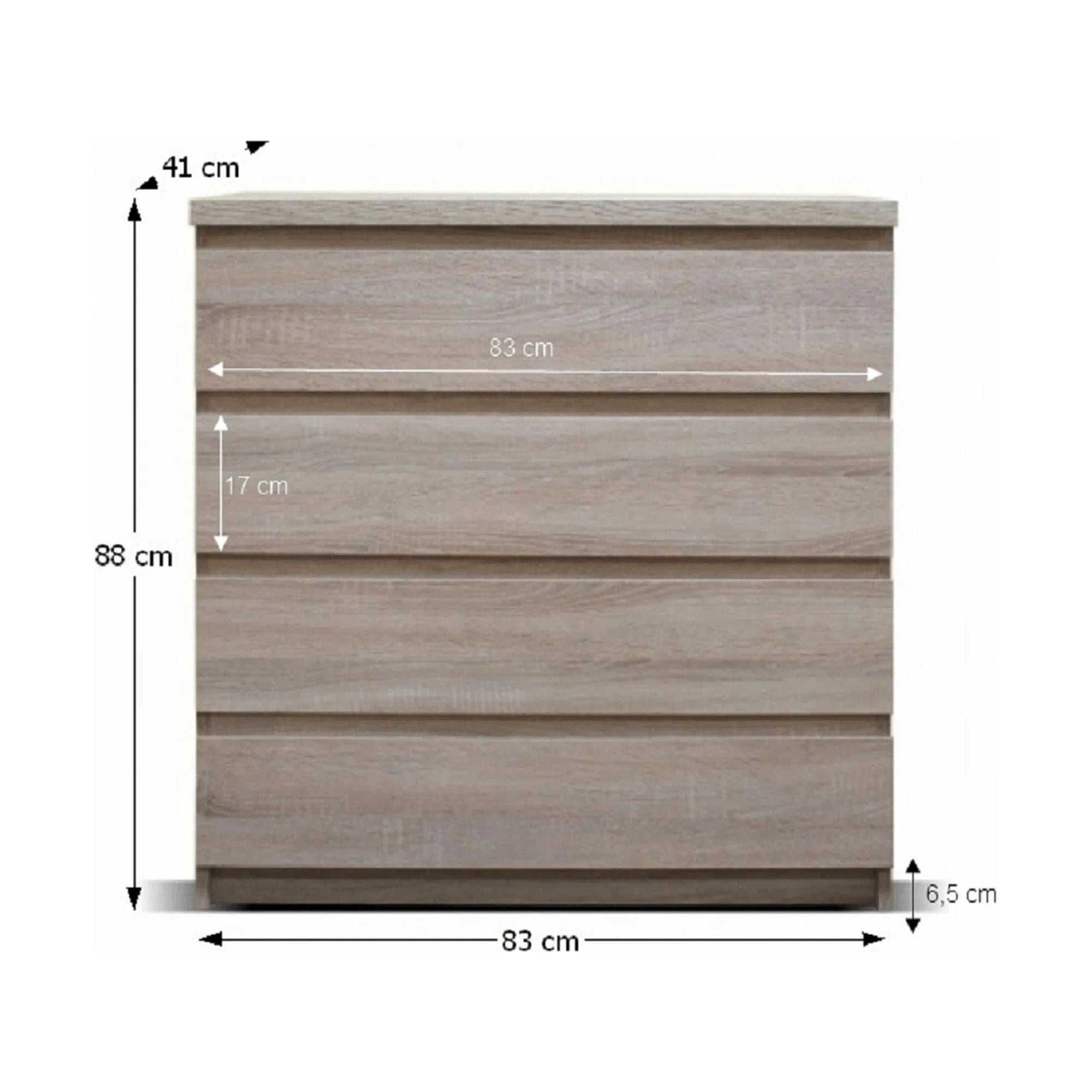 Comoda cu sertare PANAMA TYP 05, PAL melaminat, stejar sonoma, 83x41x88 cm