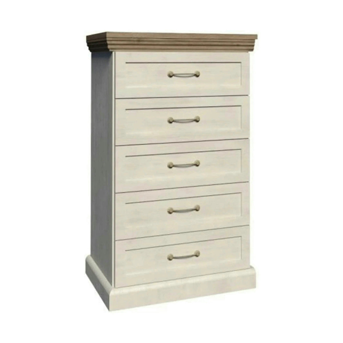 Comoda cu sertare ROYAL KS5, pin nordic/stejar salbatic, PAL melaminat, 57x46x98 cm