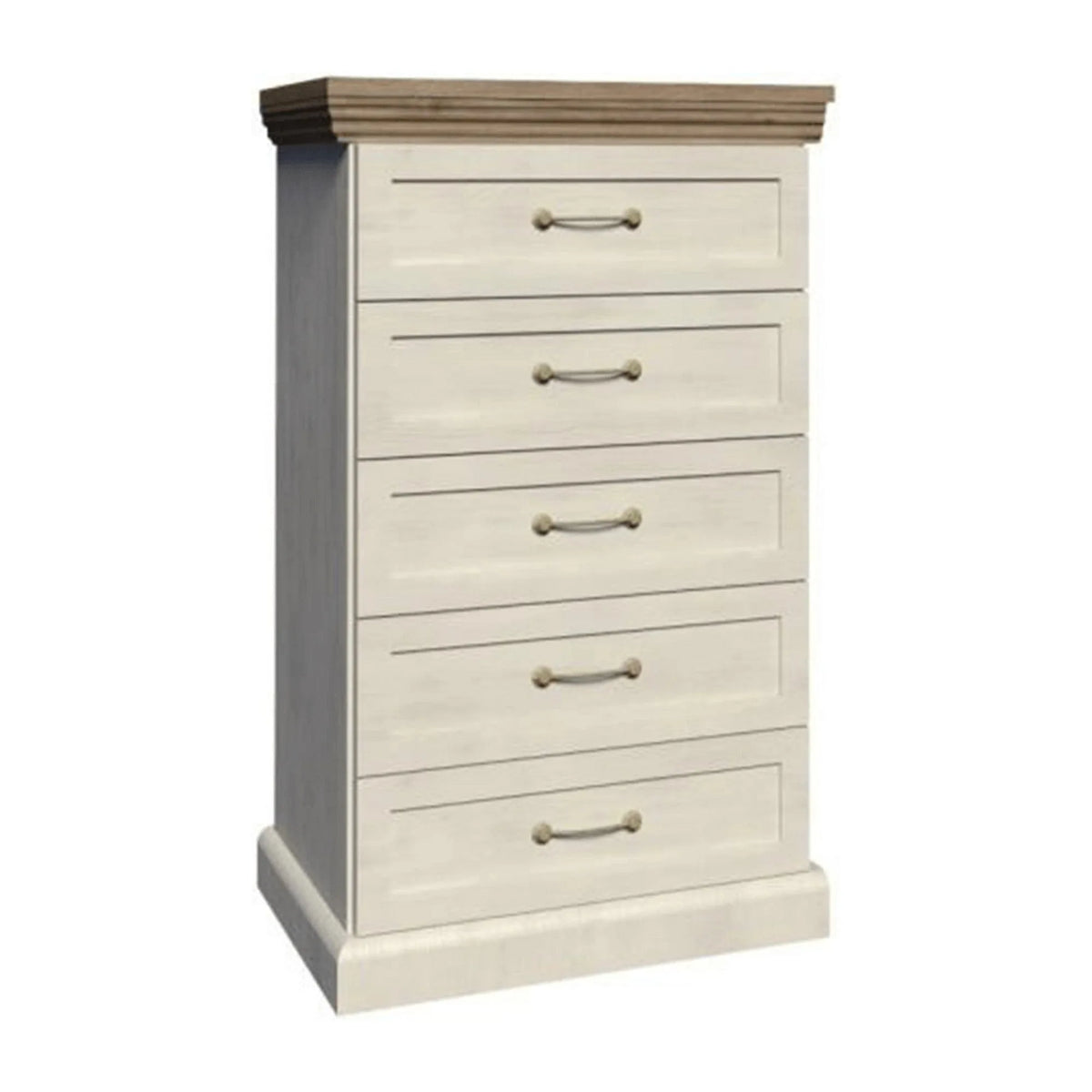 Comoda cu sertare ROYAL KS5, pin nordic/stejar salbatic, PAL melaminat, 57x46x98 cm