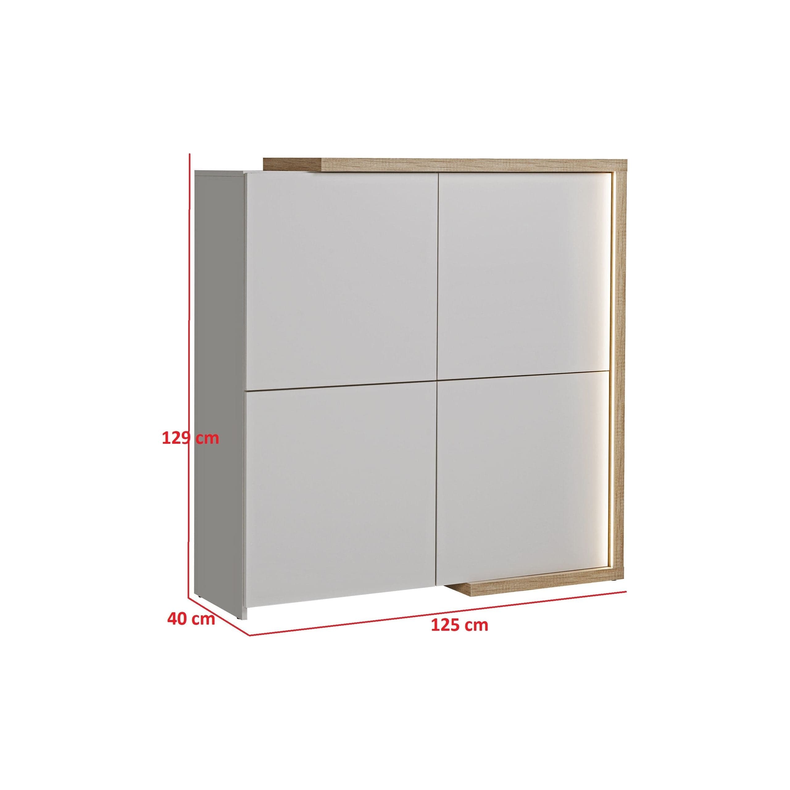 Comoda DASAR, grej/stejar, PAL laminat, 125x40x129 cm