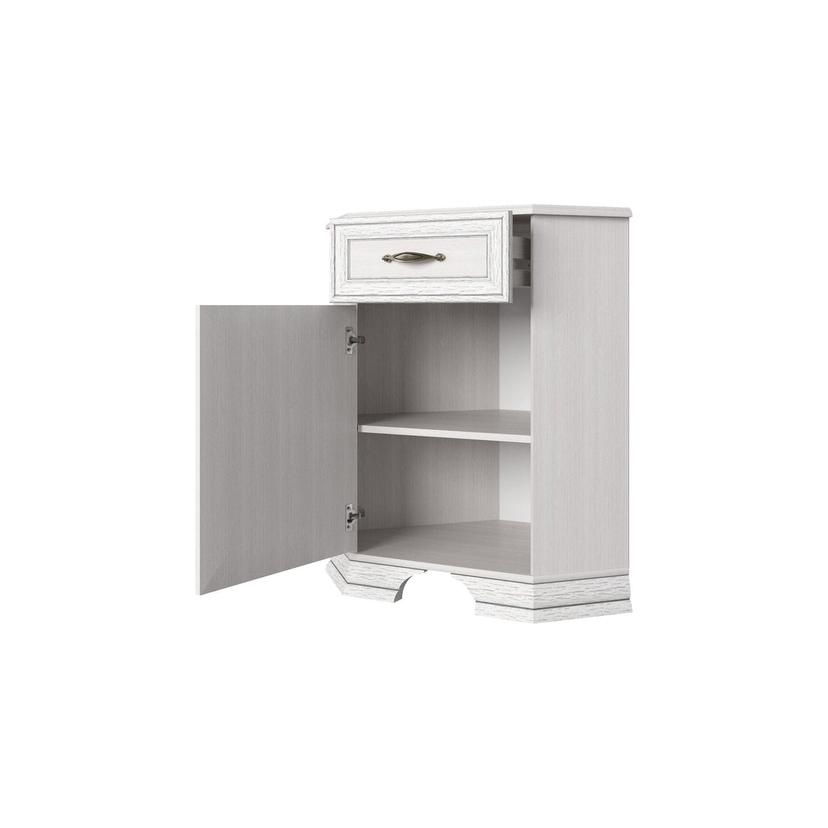 Comoda de colt TIFFANY, alb vintage, PAL, 58x58x90 cm