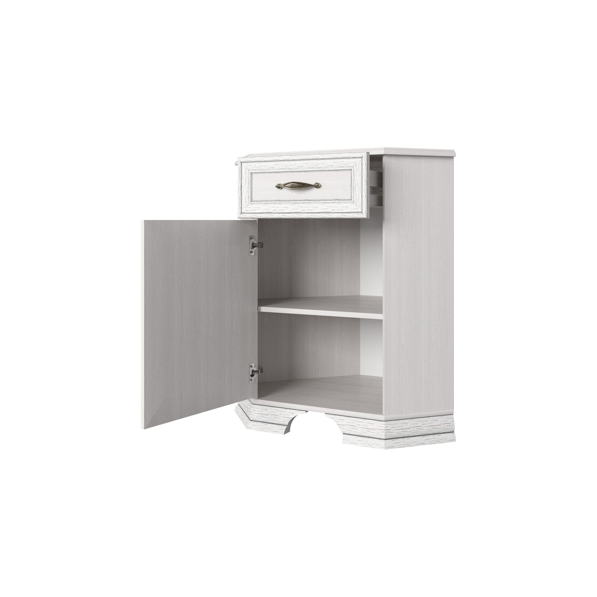 Comoda de colt TIFFANY, alb vintage, PAL, 58x58x90 cm