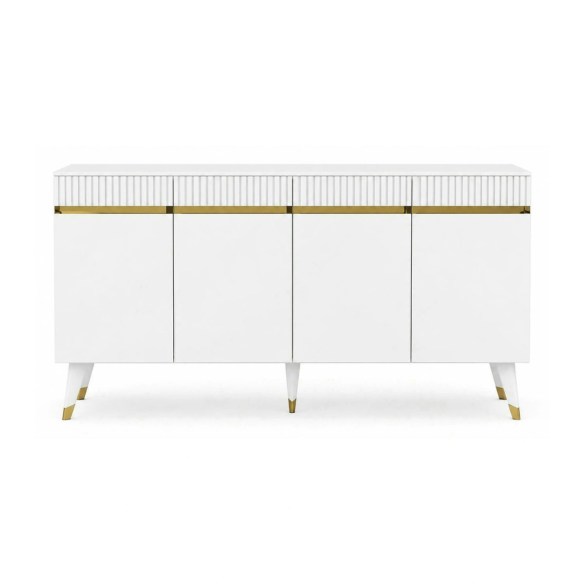 Comoda Defne, alb/auriu, PAL melaminat, 150x40x80 cm