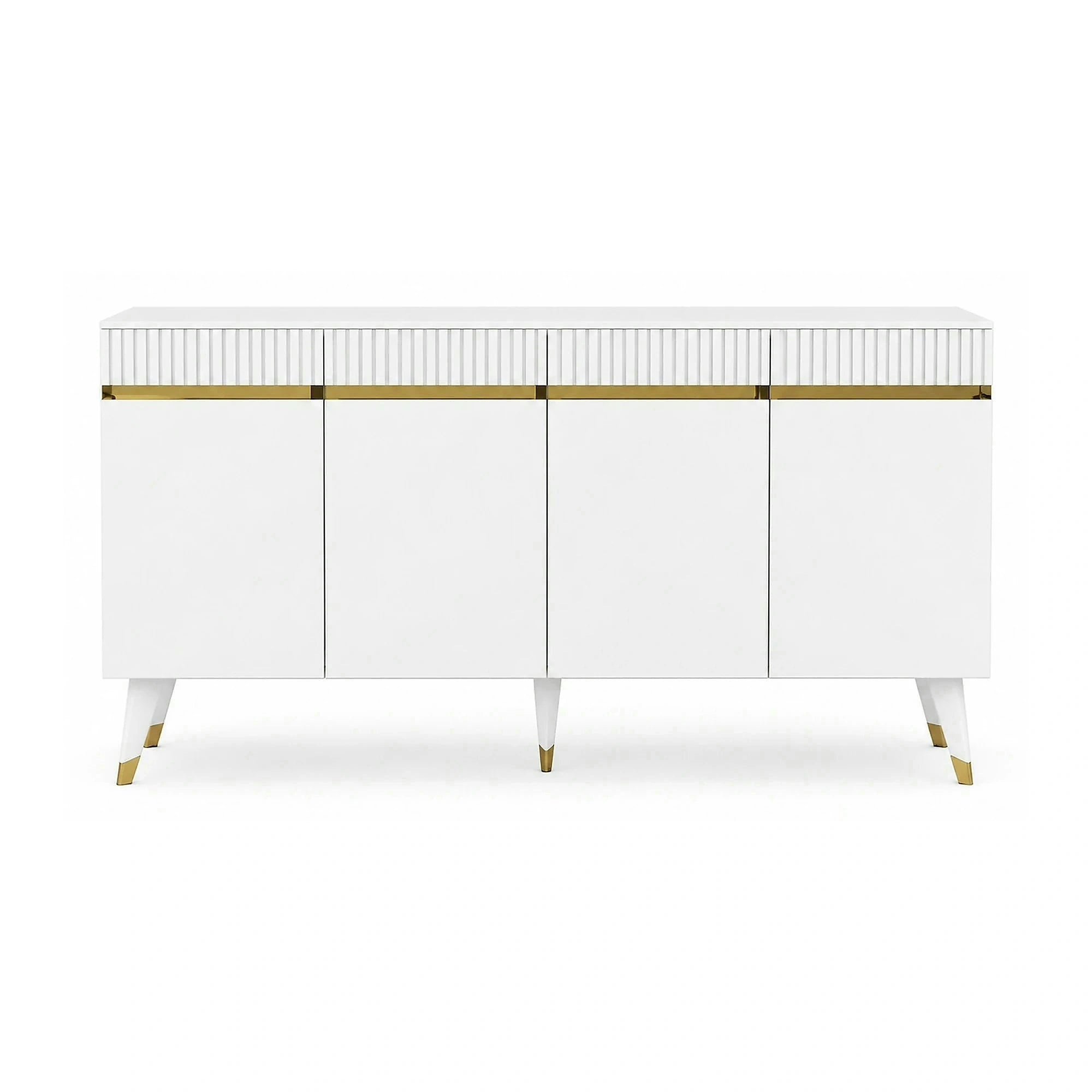 Comoda Defne, alb/auriu, PAL melaminat, 150x40x80 cm