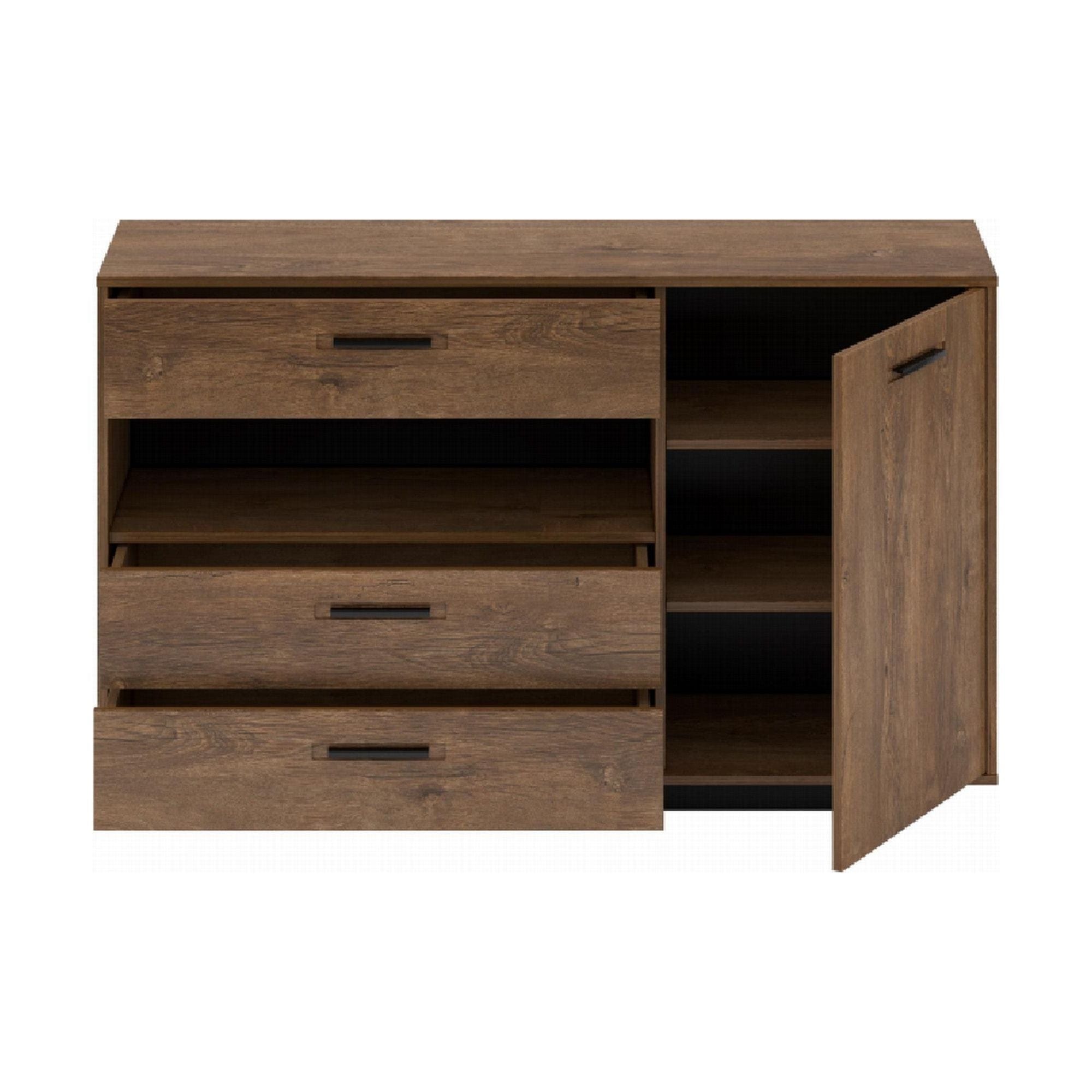 Comoda DELIS, stejar bolzano/negru, 139x40x86 cm