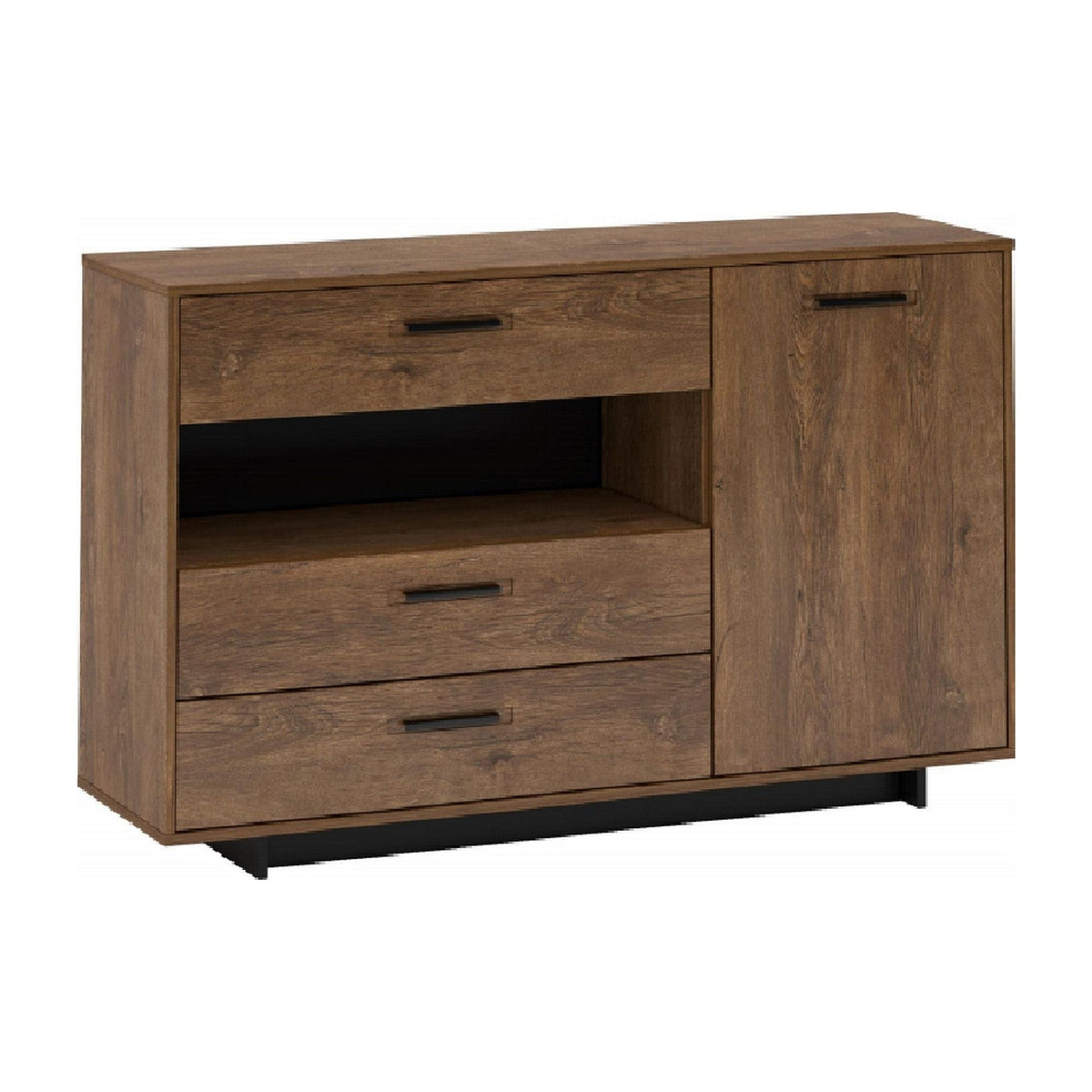 Comoda DELIS, stejar bolzano/negru, 139x40x86 cm