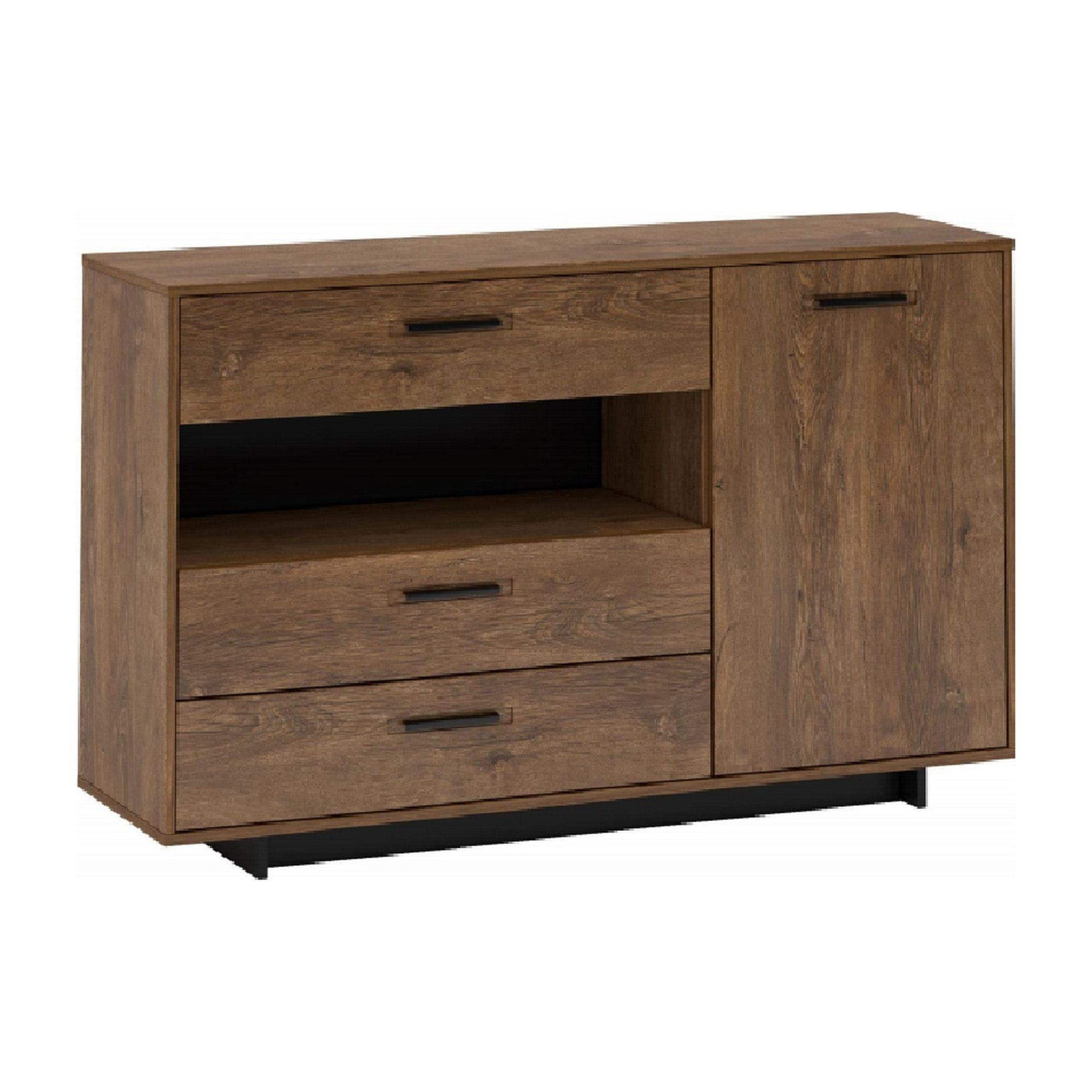 Comoda DELIS, stejar bolzano/negru, 139x40x86 cm