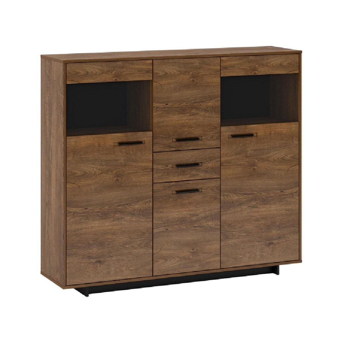 Comoda DELIS, stejar bolzano/negru, 158x40x140 cm