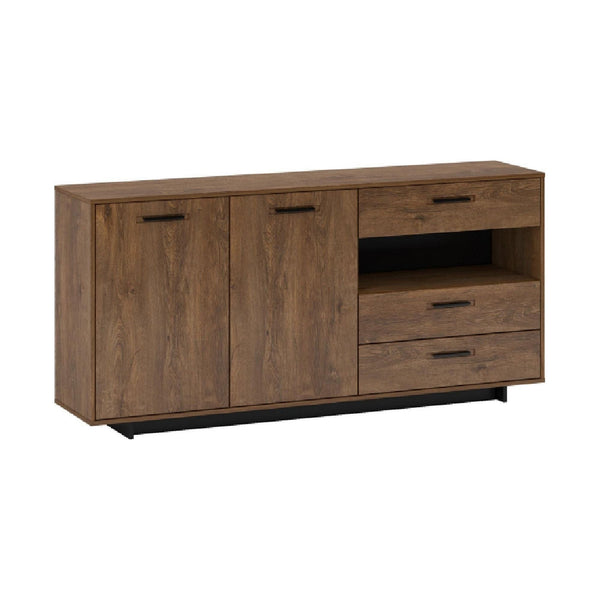Comoda DELIS, stejar bolzano/negru, 180x40x86 cm