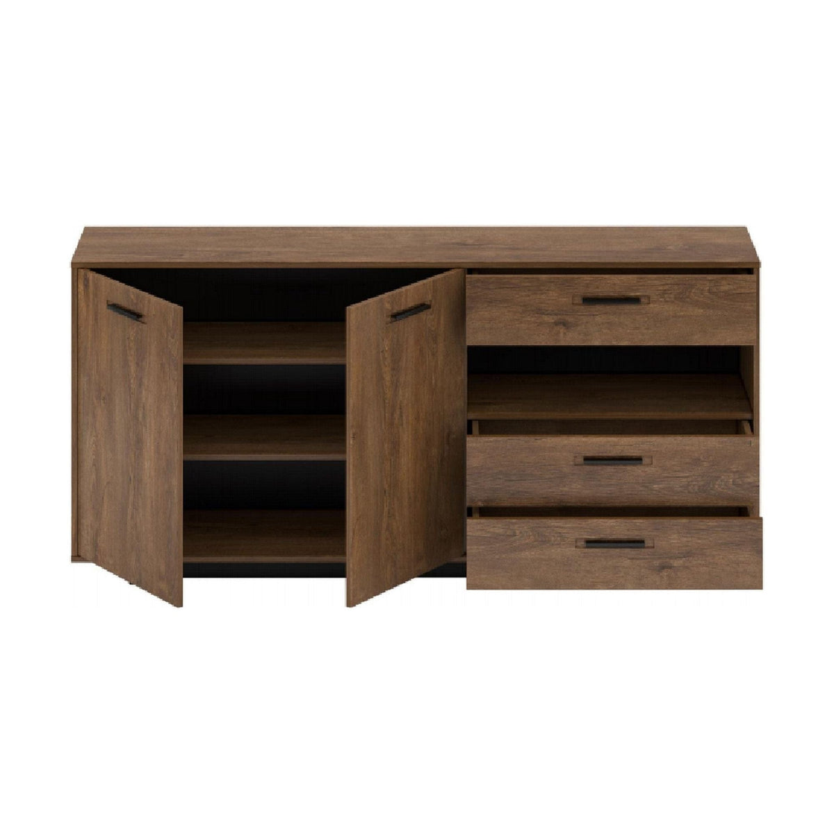 Comoda DELIS, stejar bolzano/negru, 180x40x86 cm