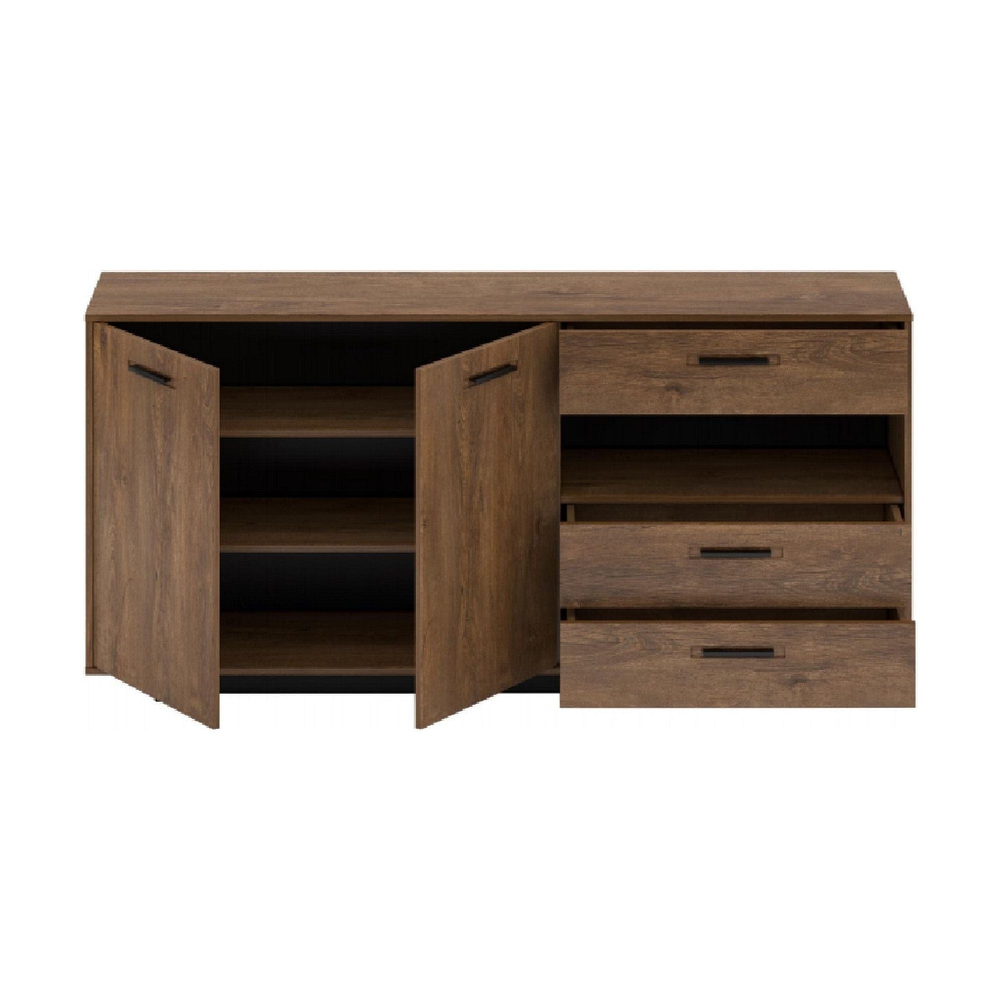 Comoda DELIS, stejar bolzano/negru, 180x40x86 cm