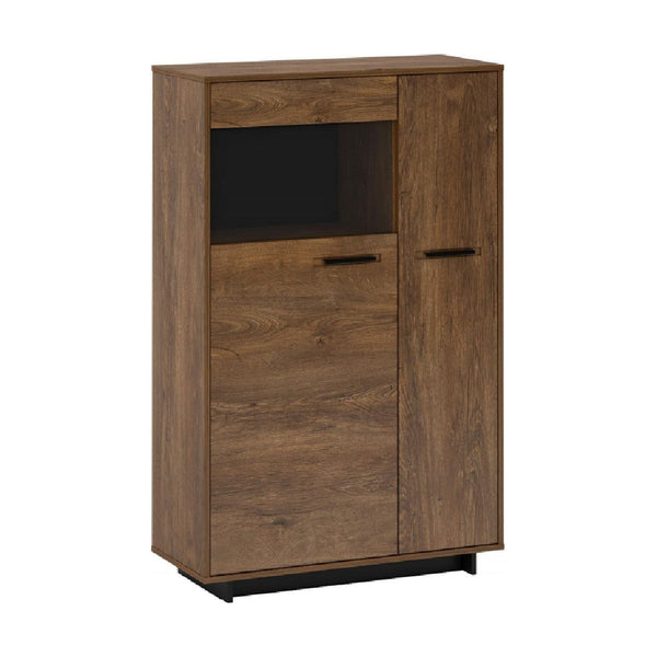 Comoda DELIS, stejar bolzano/negru, stanga, 89x38x180 cm