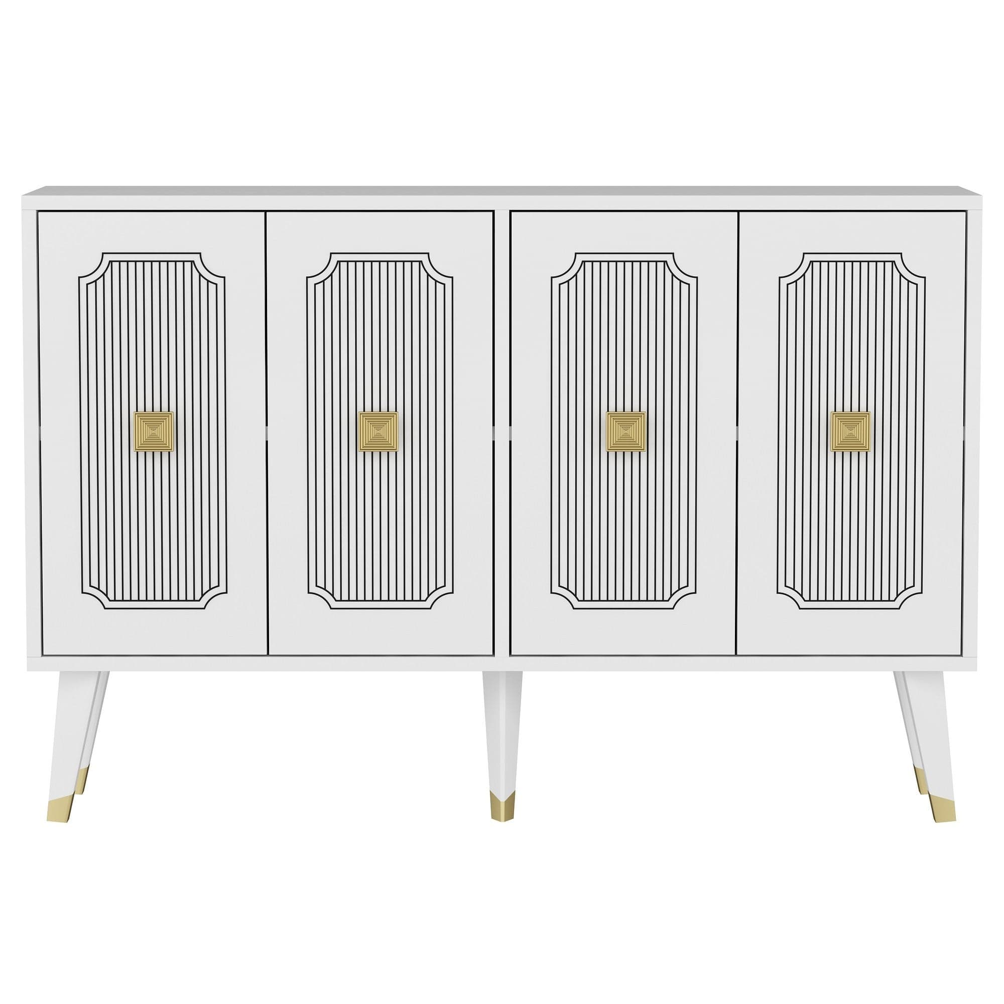 Comoda DERASI, alb/auriu, PAL melaminat, 120x30x80 cm
