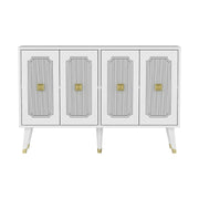 Comoda DERASI, alb/auriu, PAL melaminat, 120x30x80 cm